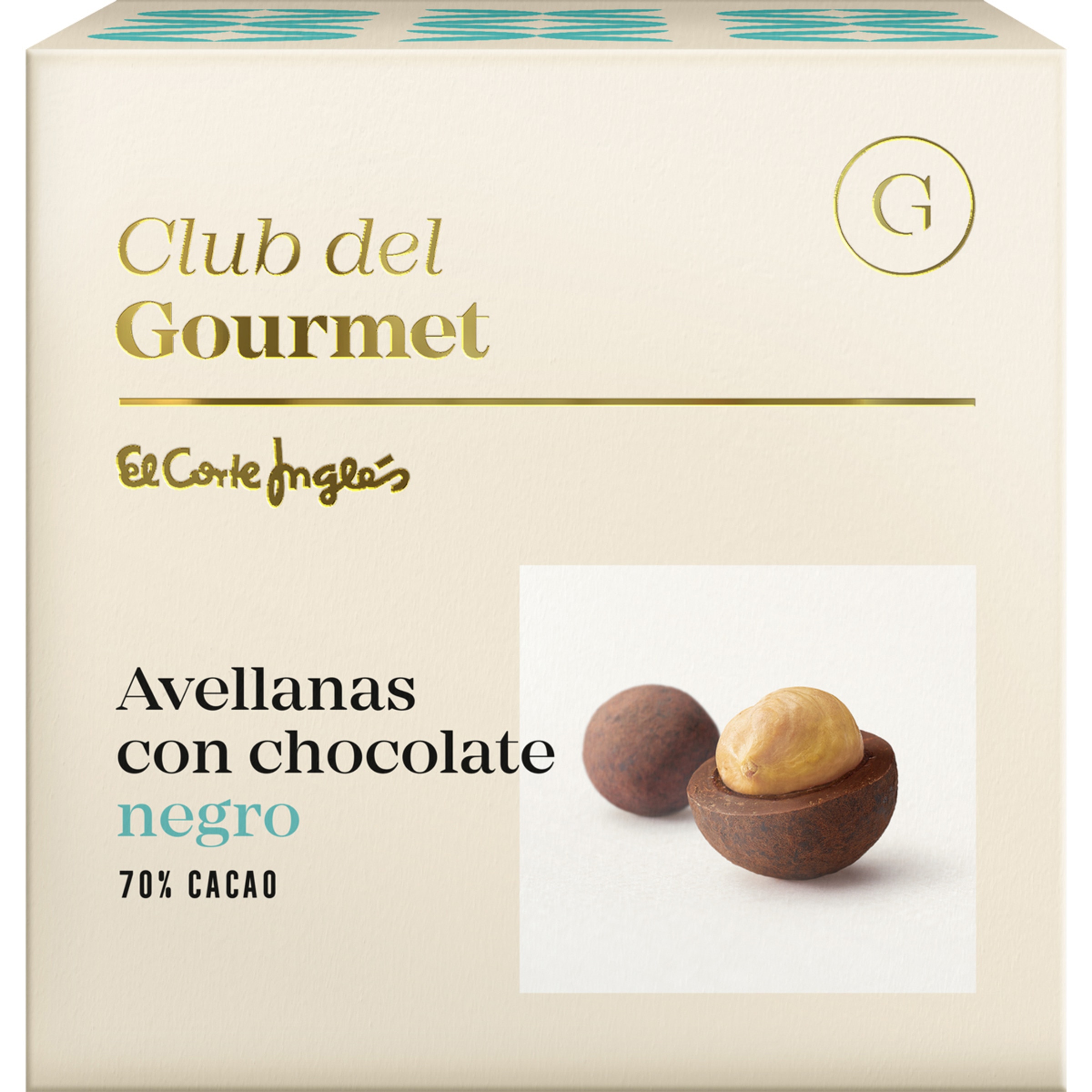 avellanas con chocolate negro 70% cacao estuche 80 g