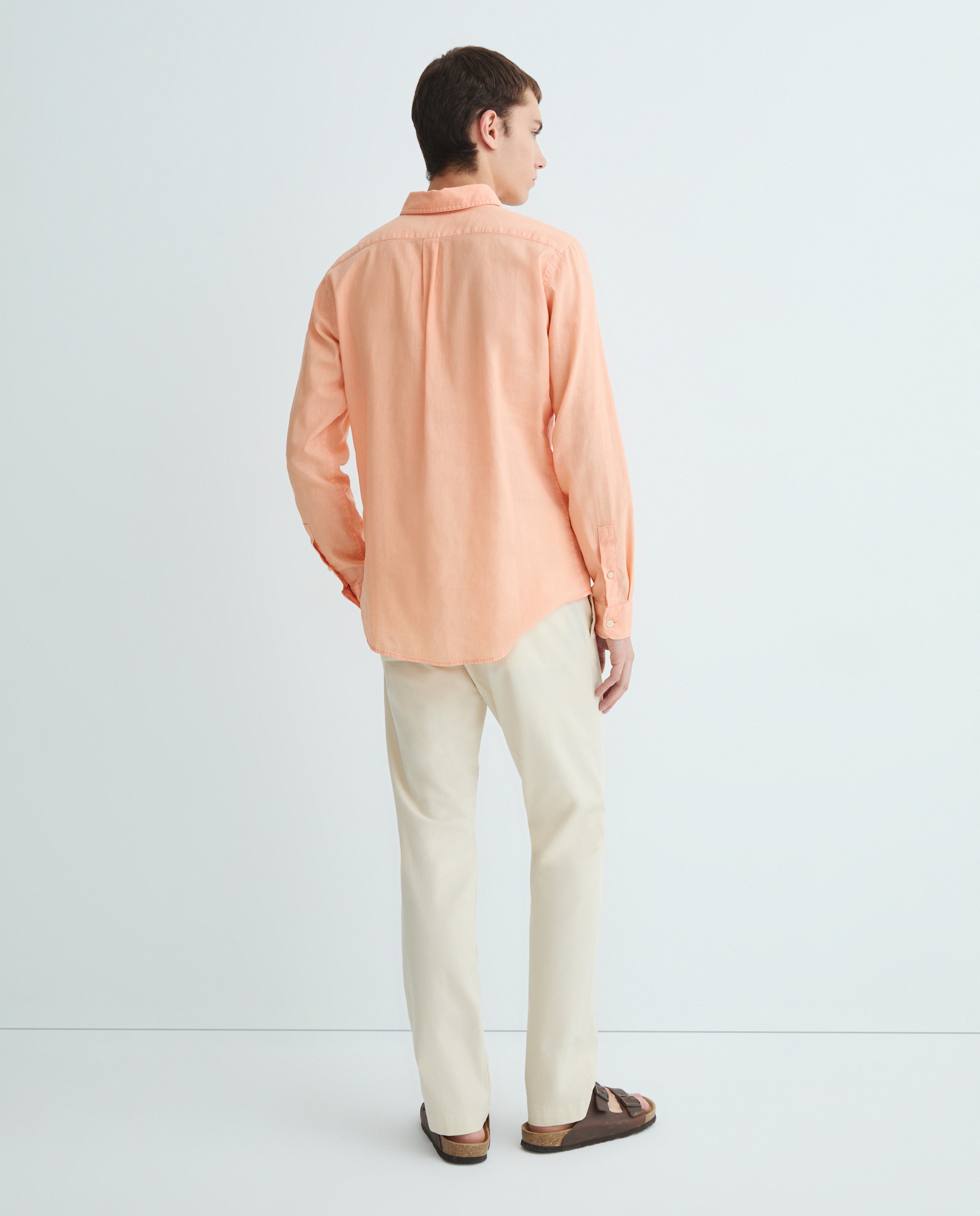Camisa Slim Fit com Manga Comprida Salmão-3