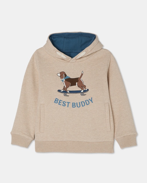 Imagem 0 de Sweatshirt com Capuz Waffle, Bolso Direito e Estampado de Fantasia