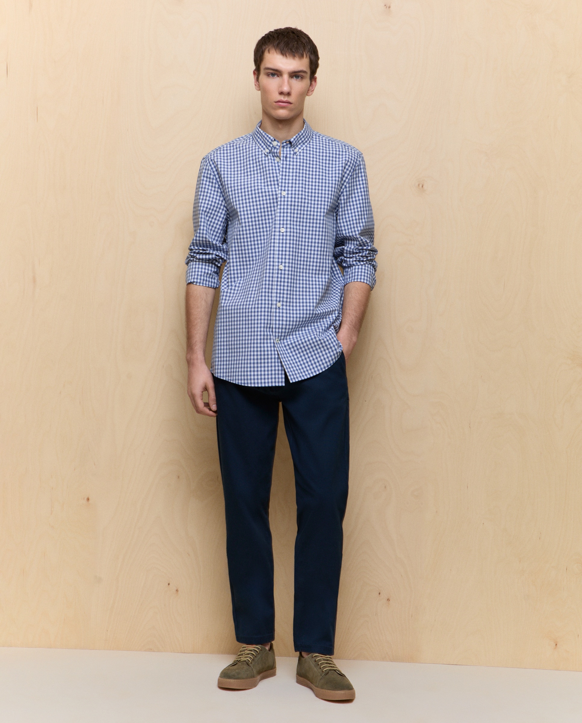 Calças Chino Slim Stretch com Elásticos Azul-marinho-1
