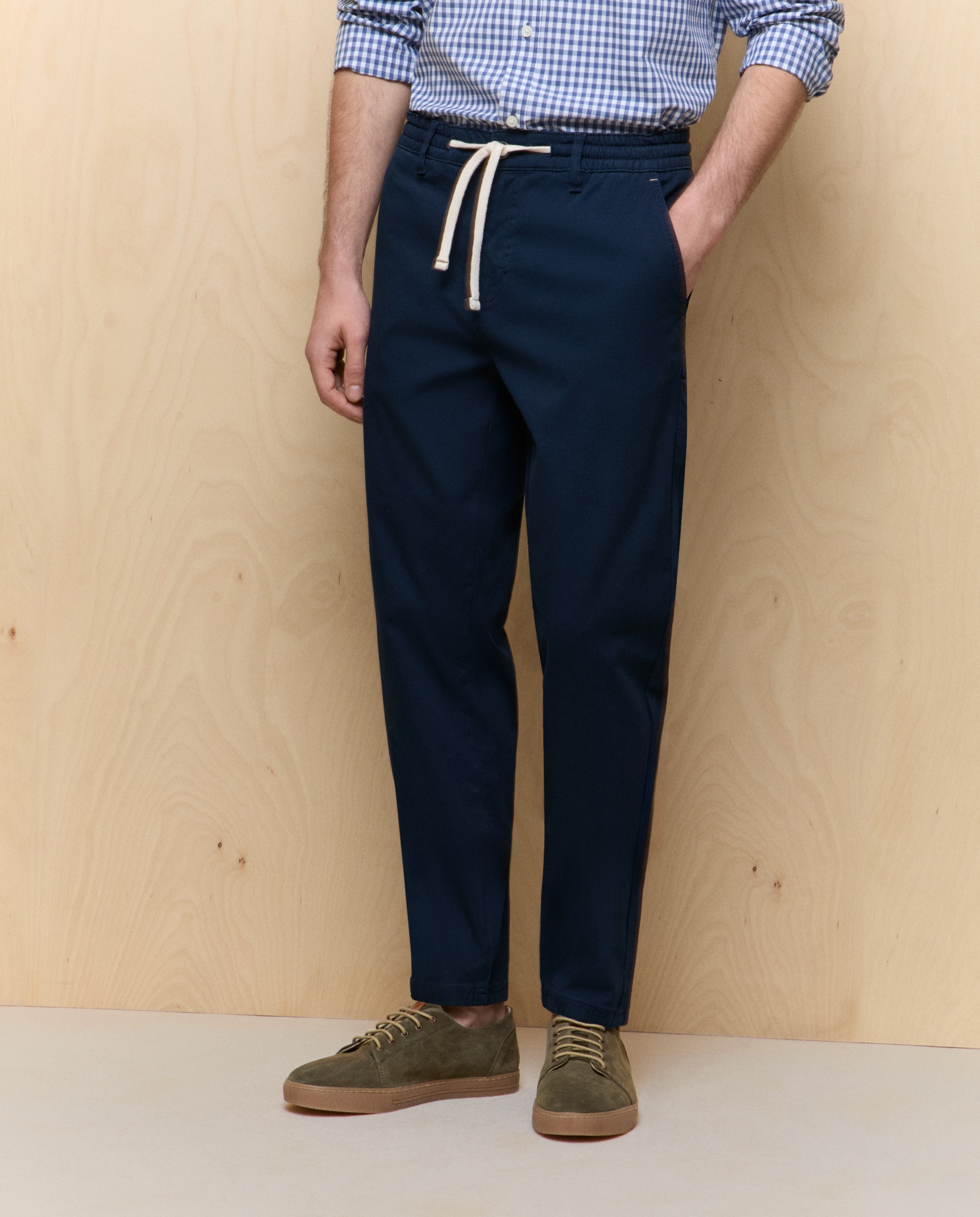 Calças Chino Slim Stretch com Elásticos Azul-marinho-2