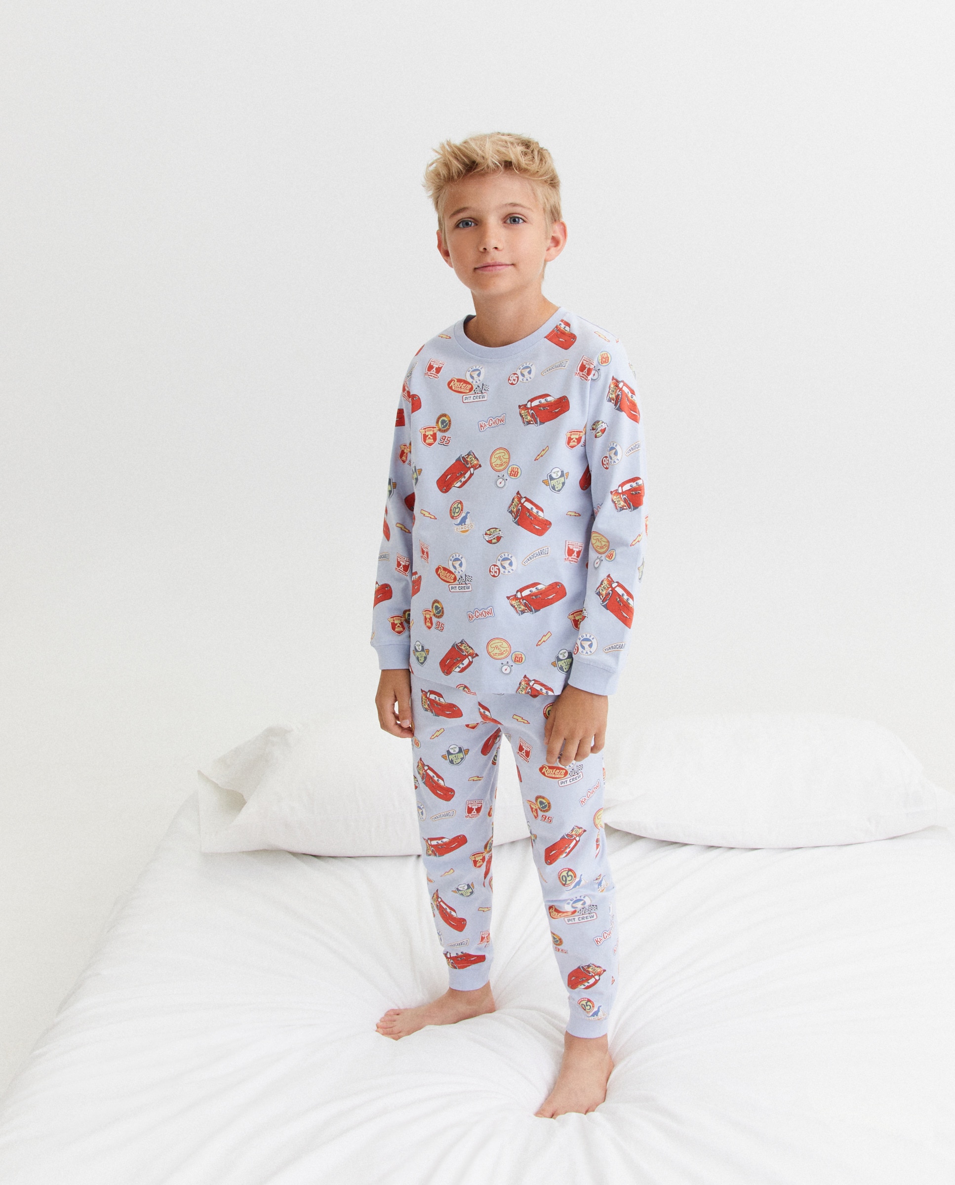 Pijama de Malha com Estampado Carros Azul-marinho-2