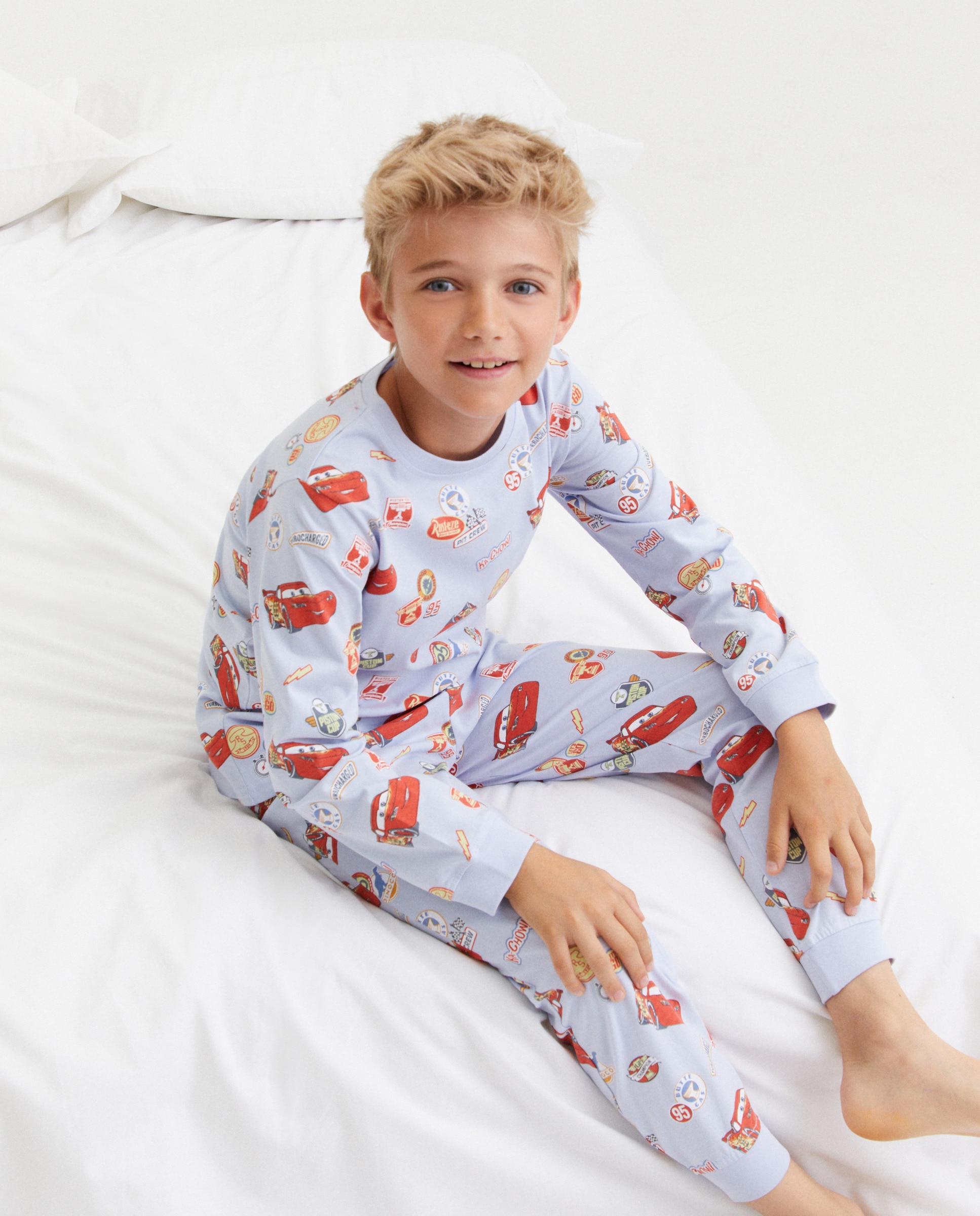 Pijama de Malha com Estampado Carros Azul-marinho-1