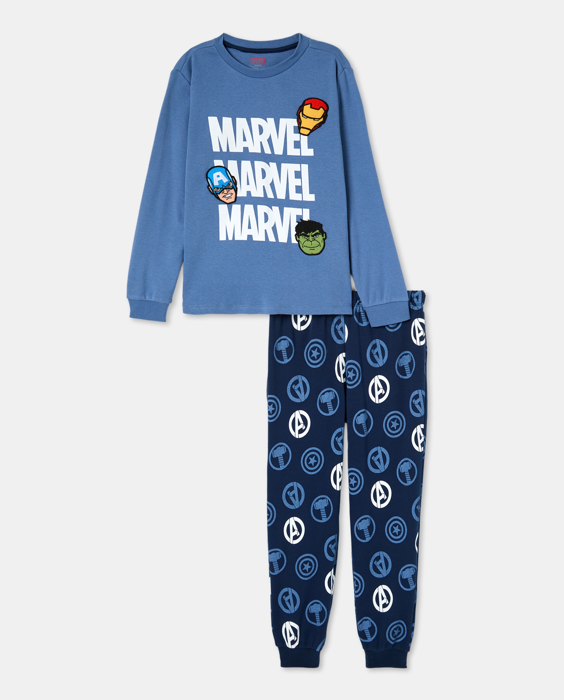 Pijama Completo de Malha com Estampado Os Vingadores Azul-marinho-4