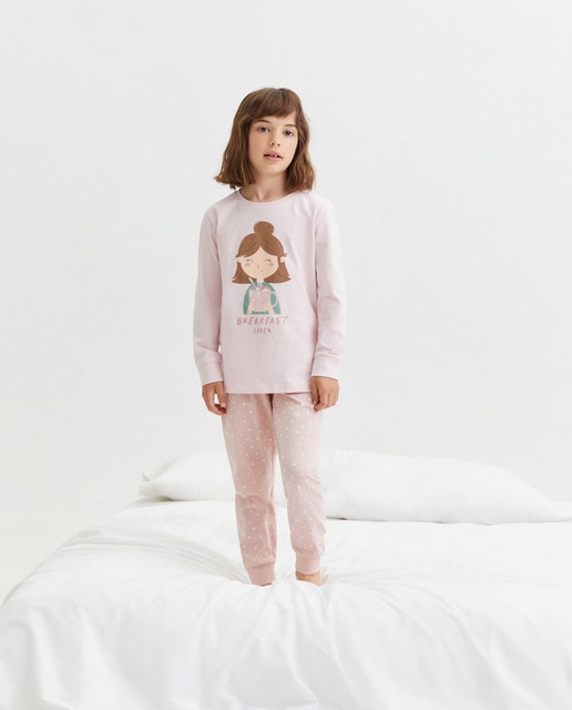 Imagen 0 de Pijama completo largo punto estampado de niña