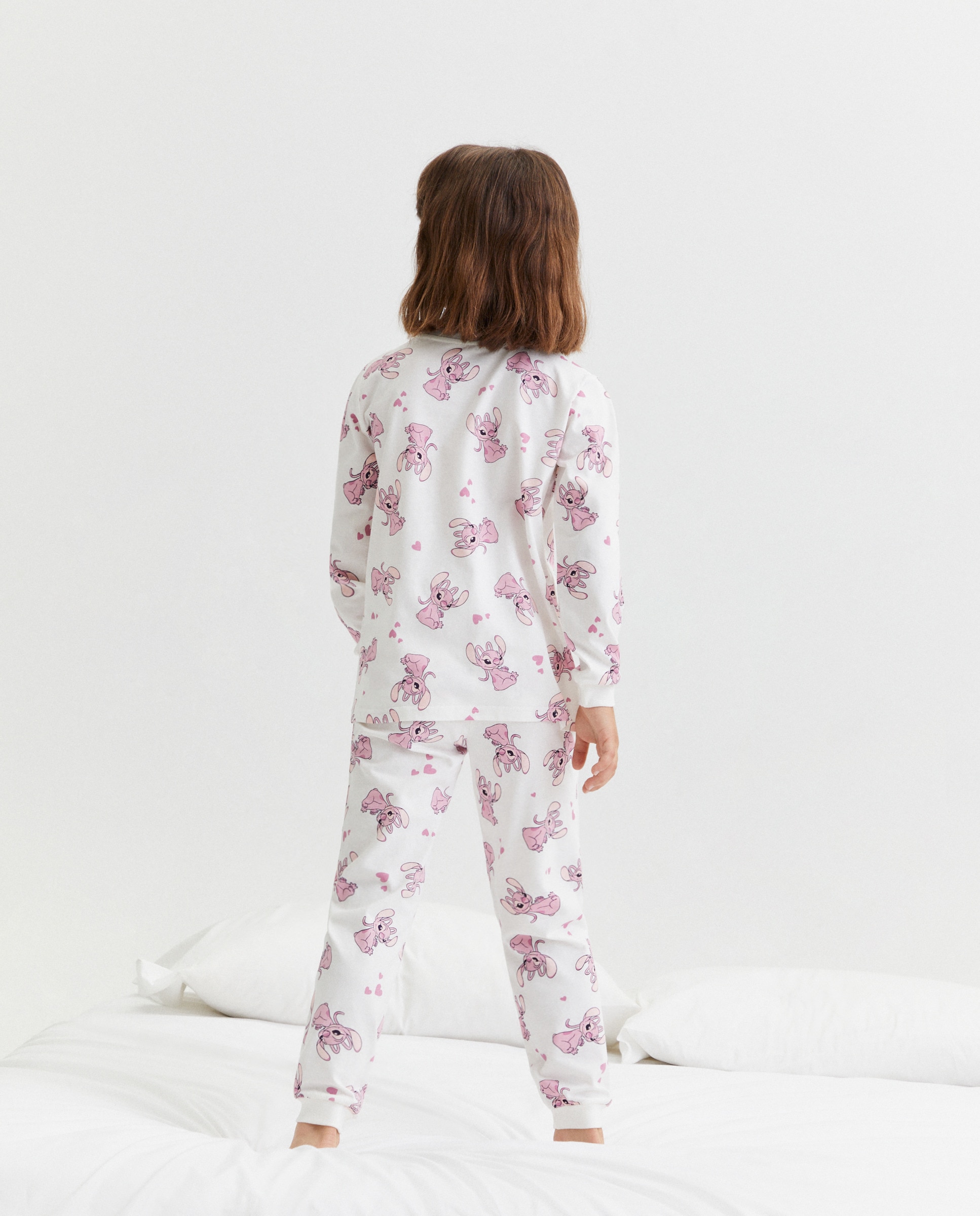 Pijama Comprido de Malha com Estampado Lilo & Stitch Branco-2