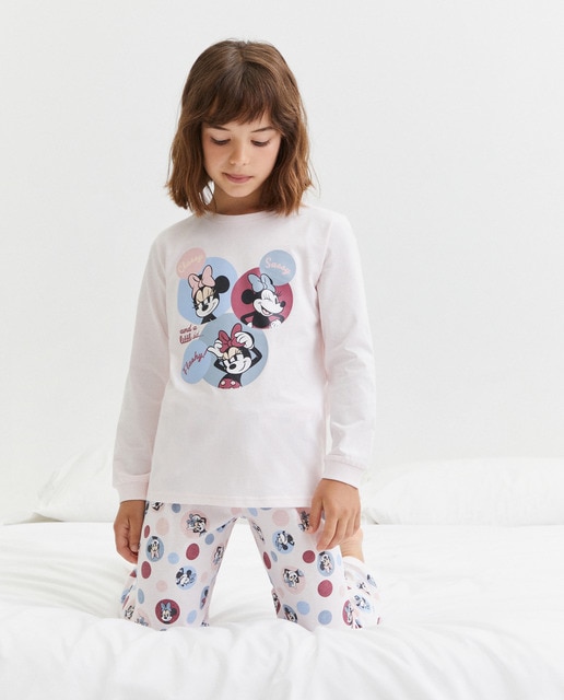 Imagem 0 de Pijama Comprido de Malha com Estampado Posicional da Minnie