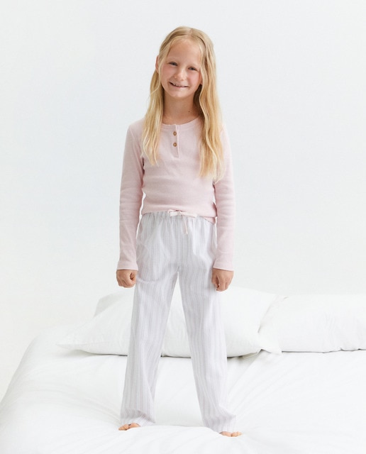 Imagen 0 de Pantalón largo plana estampado rayas bicolor de niña