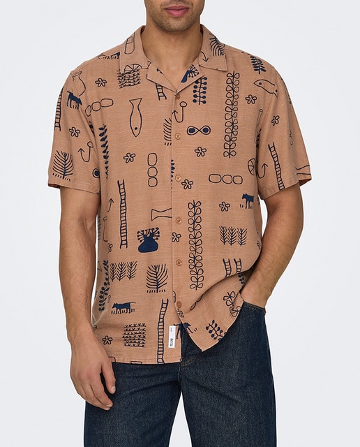 Imagen 0 de Camisa de manga corta de viscosa de hombre