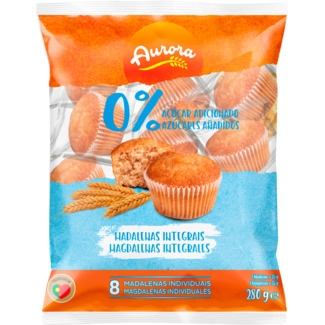 Madalenas Integrais 0% Açúcar embalagem 280 g - Aurora