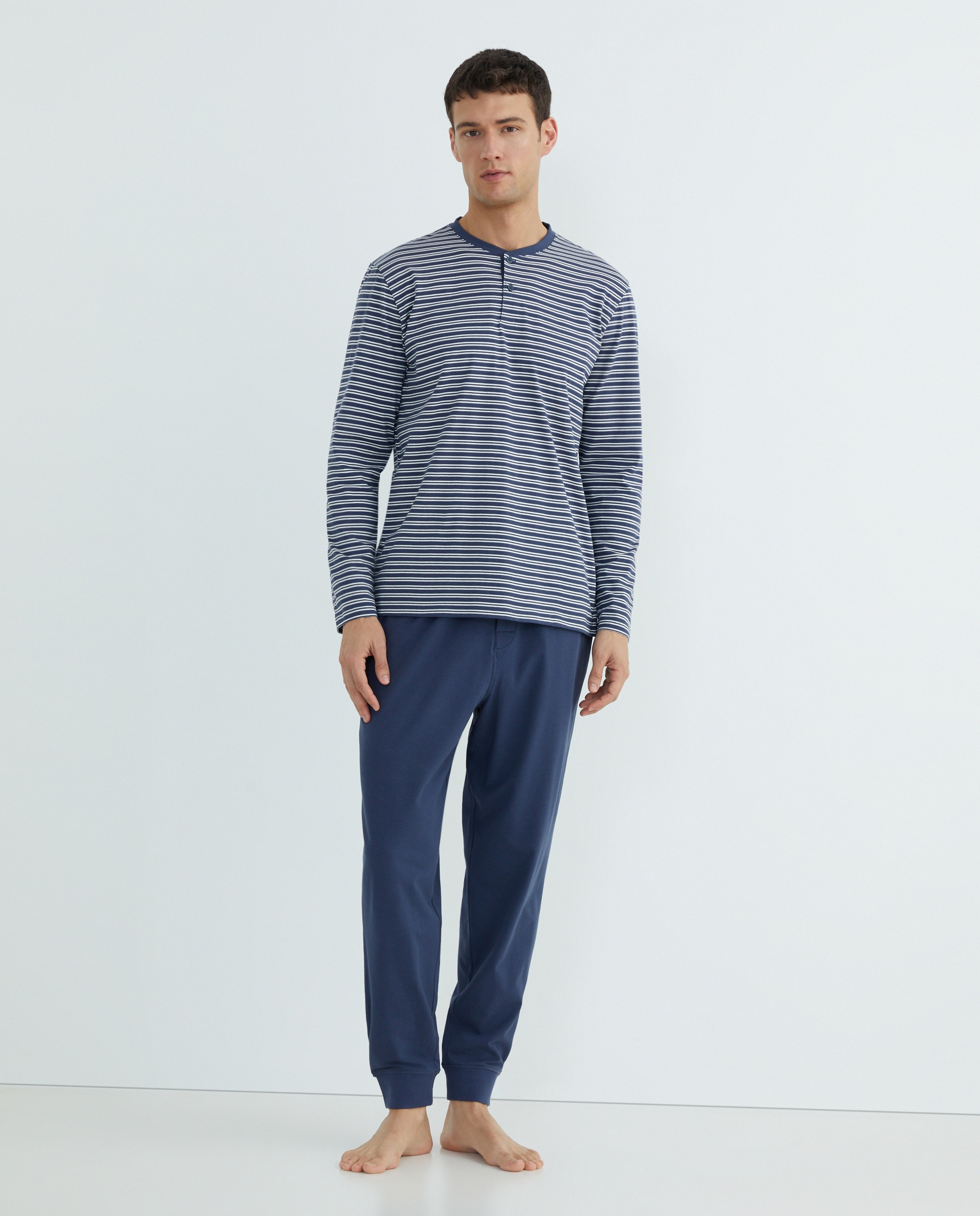 Pijama Comprido de Malha Azul-marinho-1