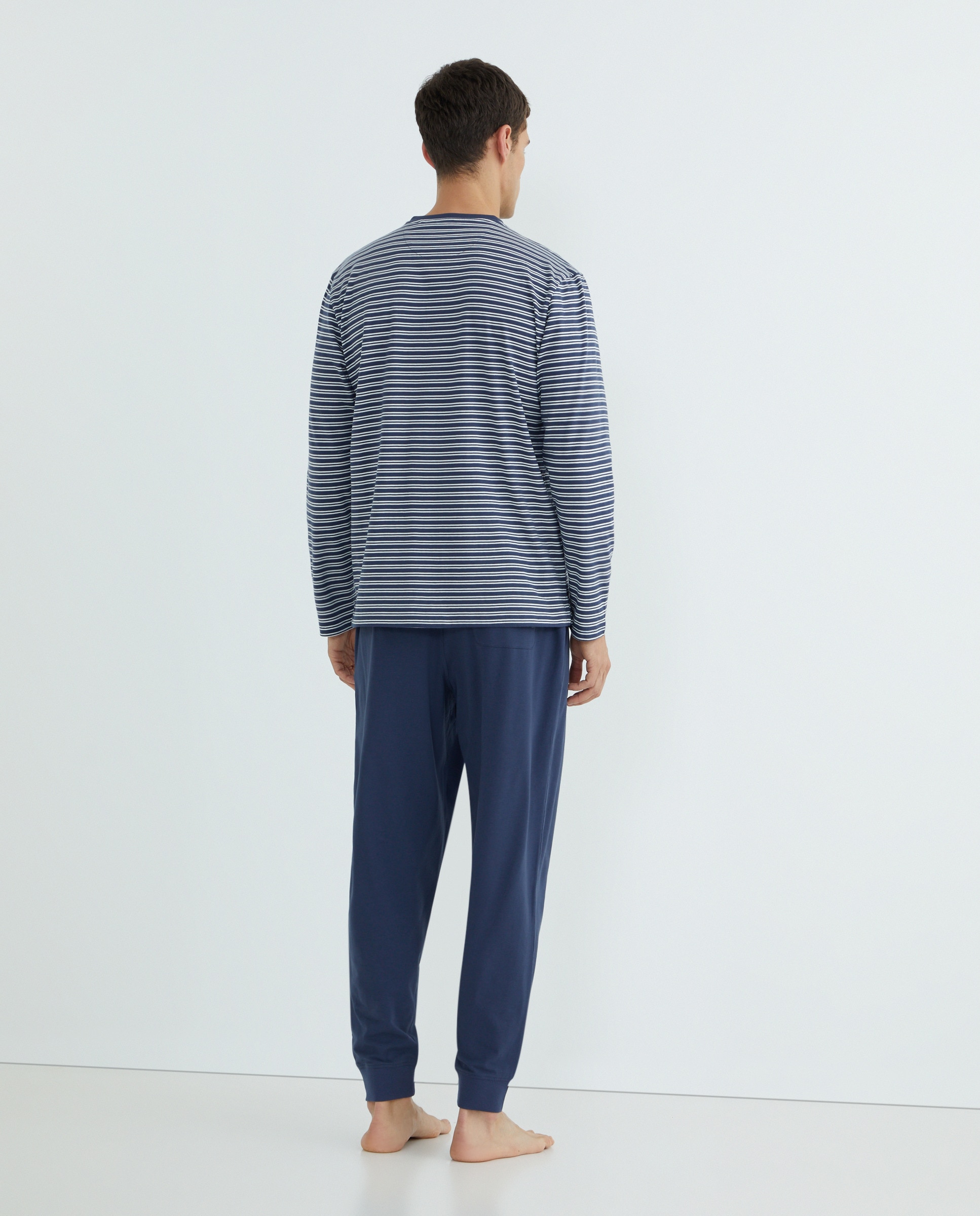 Pijama Comprido de Malha Azul-marinho-2