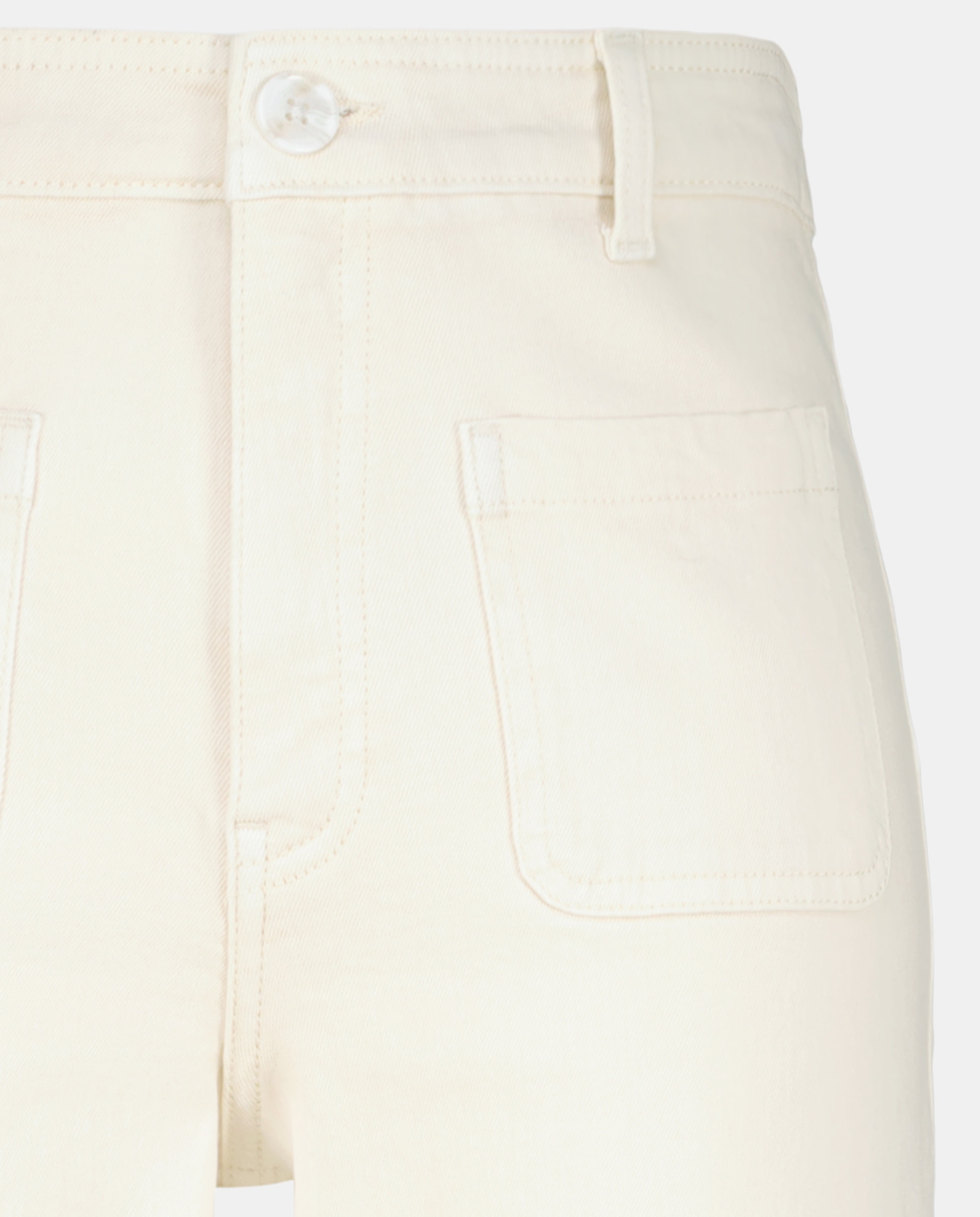 Pantalón campana sarga de mujer con bolsillos Blanco roto-5
