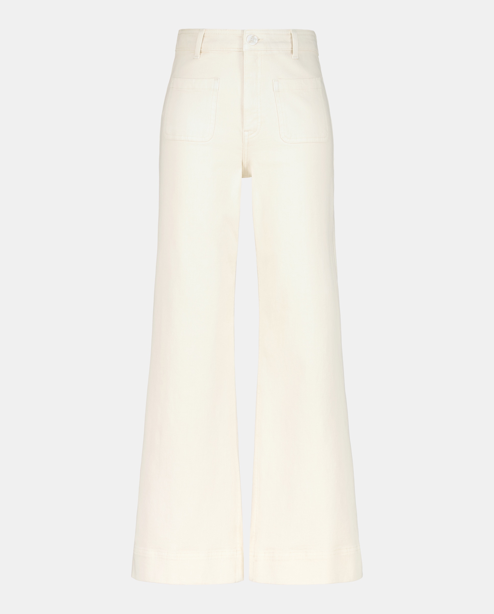 Pantalón campana sarga de mujer con bolsillos Blanco roto-4