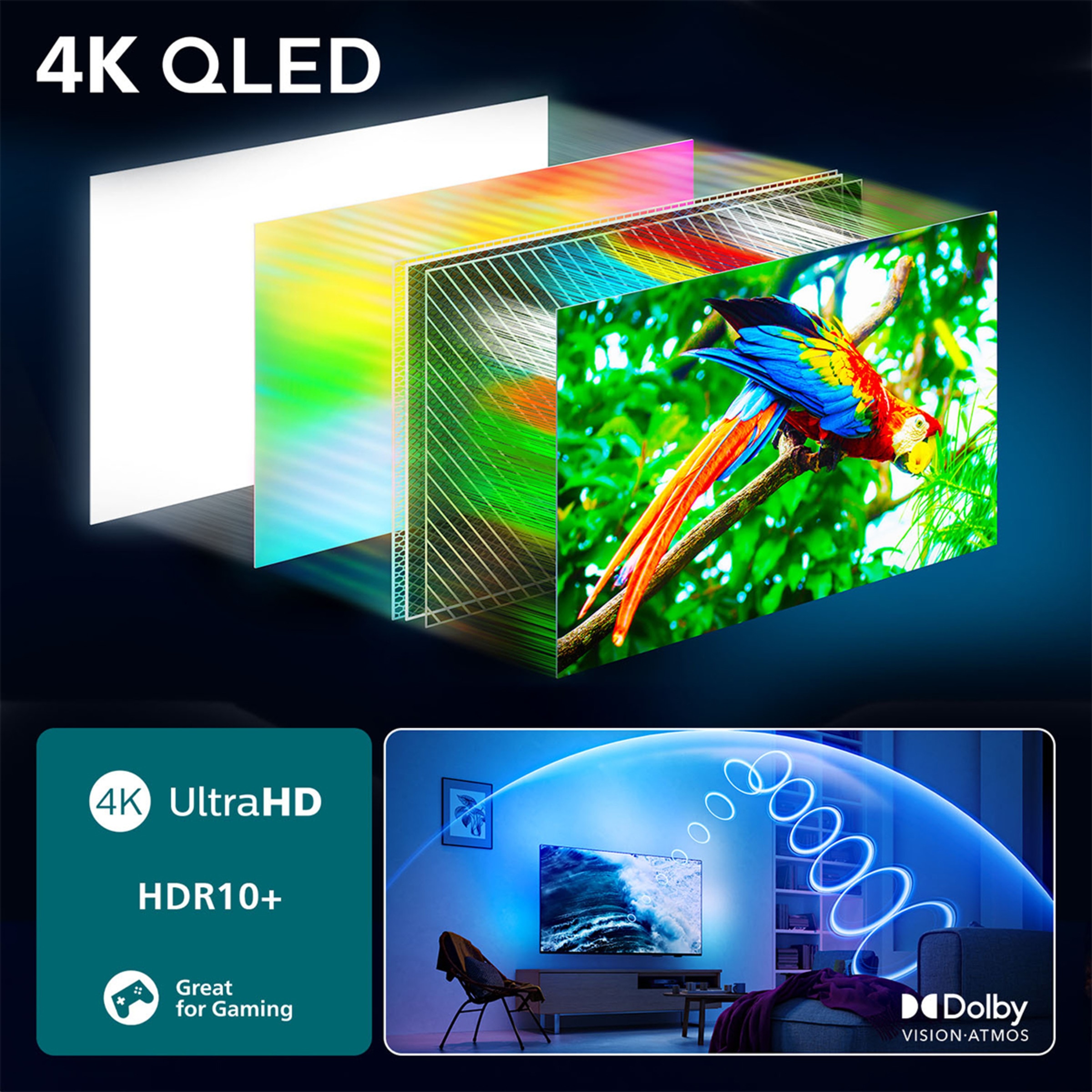 TV QLED 139 cm (55") Philips Ambilight 55PUS9010/12 UHD 4K, Dolby Vision y Dolby Atmos, Titan OS, Smart TV Carbón-5