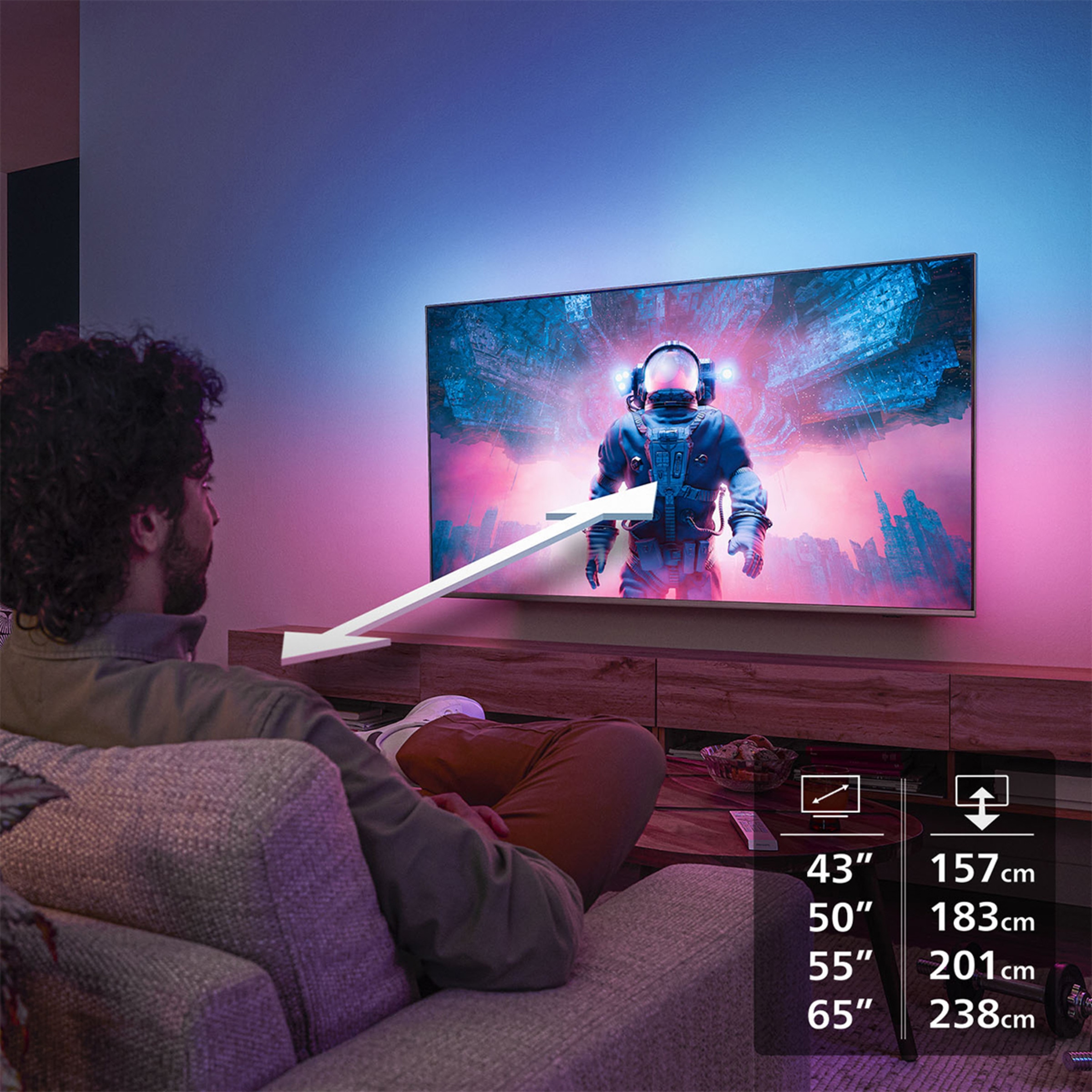 TV QLED 139 cm (55") Philips Ambilight 55PUS9010/12 UHD 4K, Dolby Vision y Dolby Atmos, Titan OS, Smart TV Carbón-13