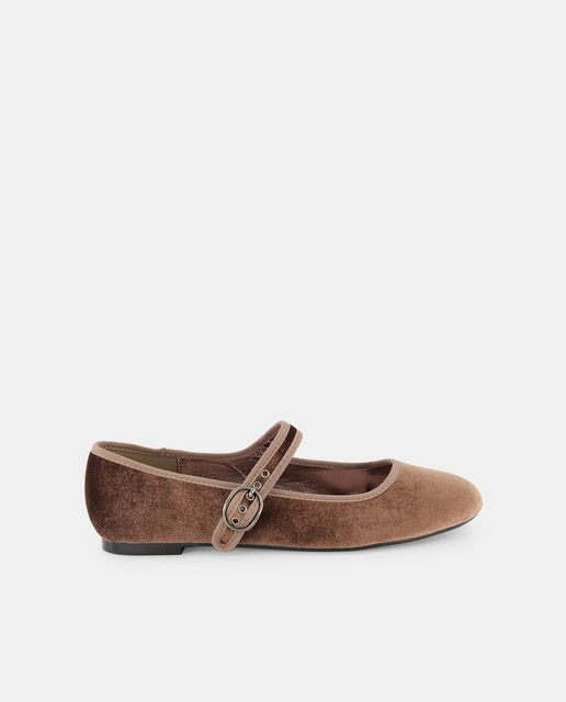 Imagem 0 de Sapatos de Presilha em Veludo com Presilha - Cor de Vison