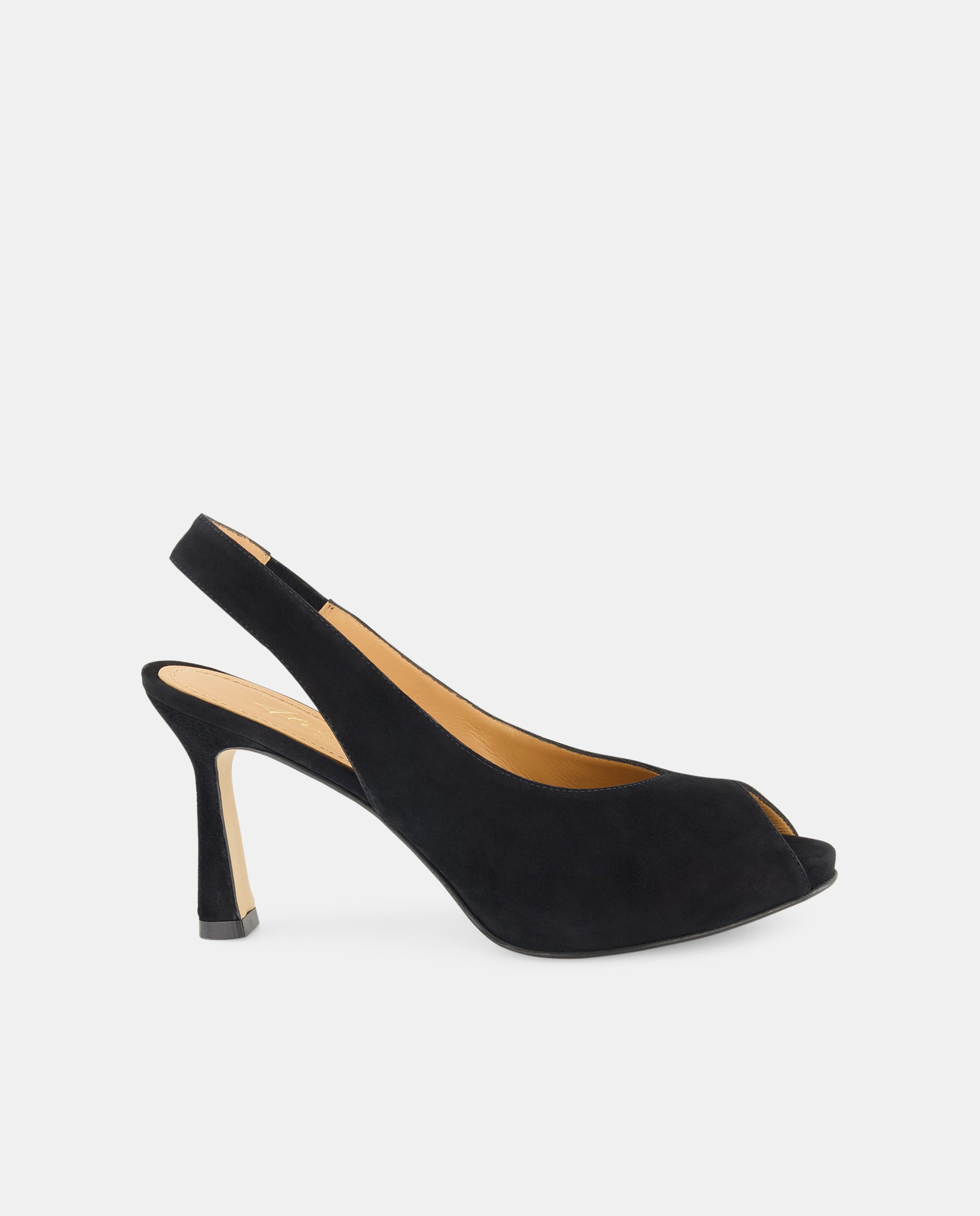 Sapatos Peep Toe com Salto Preto-1