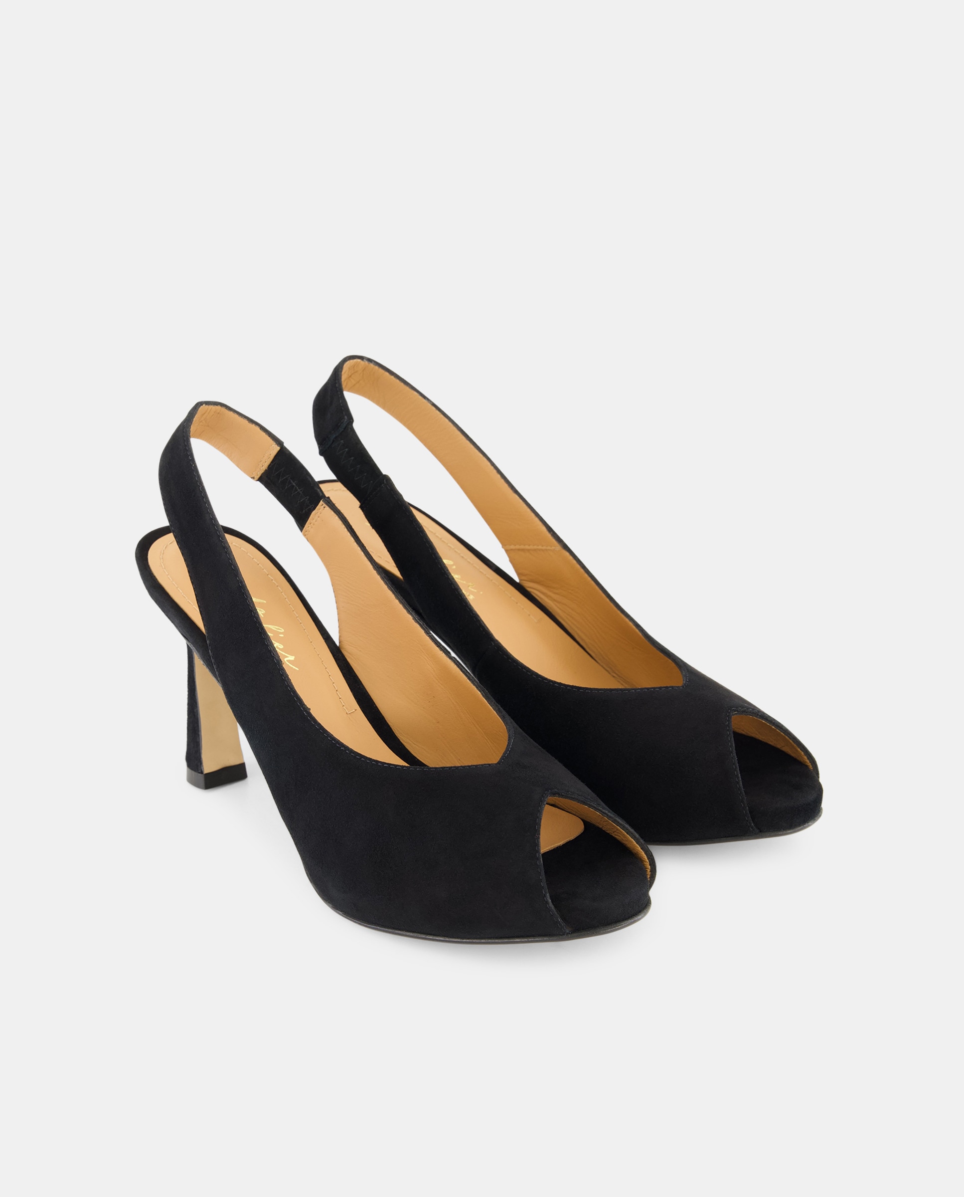 Sapatos Peep Toe com Salto Preto-2