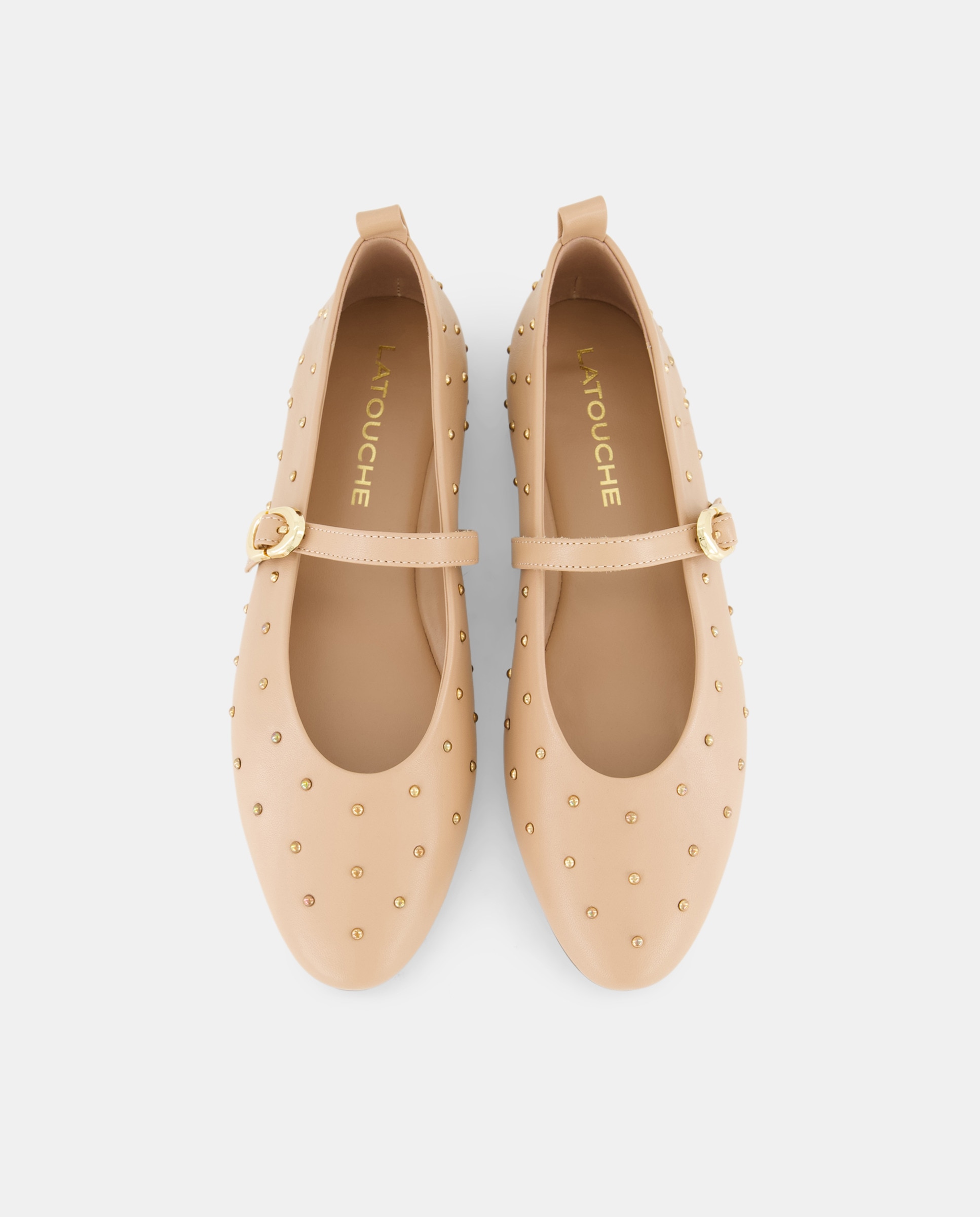 Sapatos Rasos com Pulseira com Tachas 220 Rosa Pálido-4