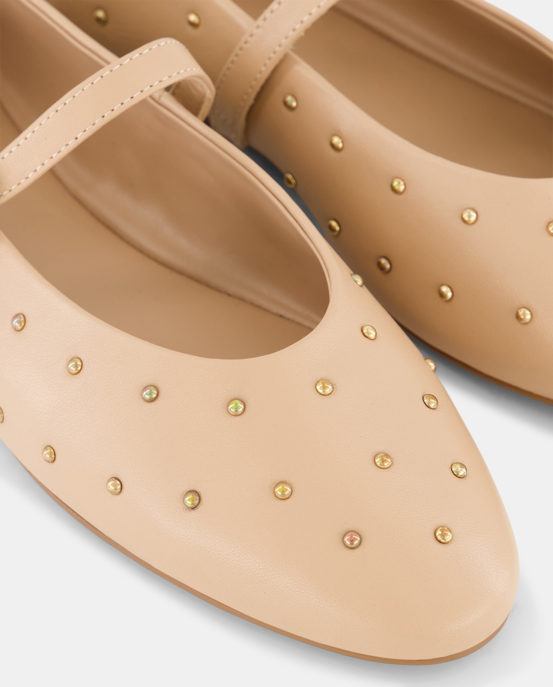 Sapatos Rasos com Pulseira com Tachas 220 Rosa Pálido-5