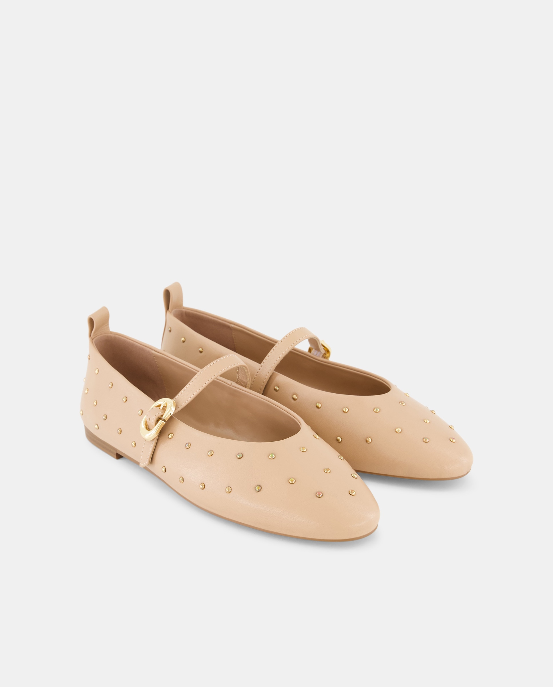 Sapatos Rasos com Pulseira com Tachas 220 Rosa Pálido-2