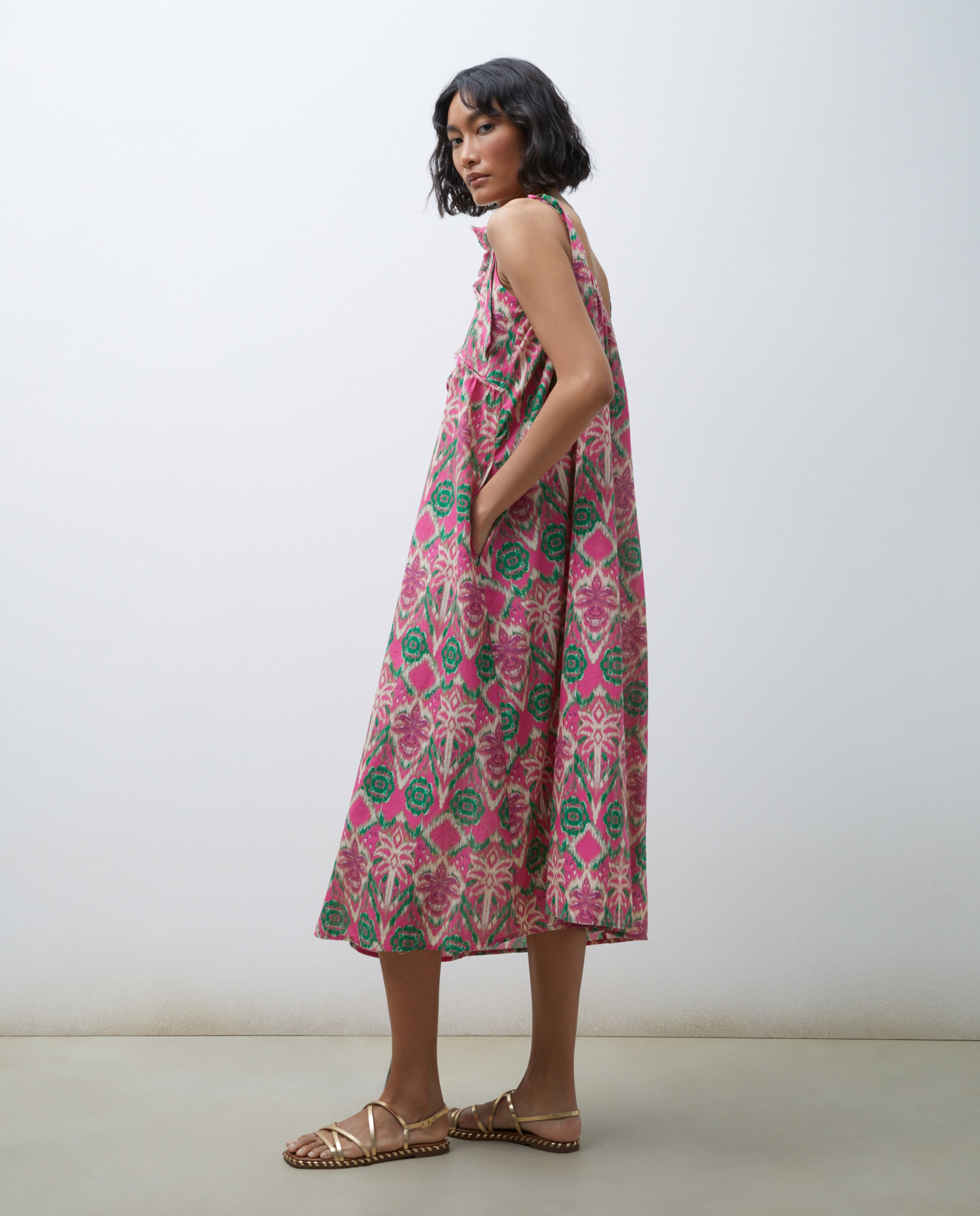 Vestido Comprido de Praia com Estampado Buganvília-1