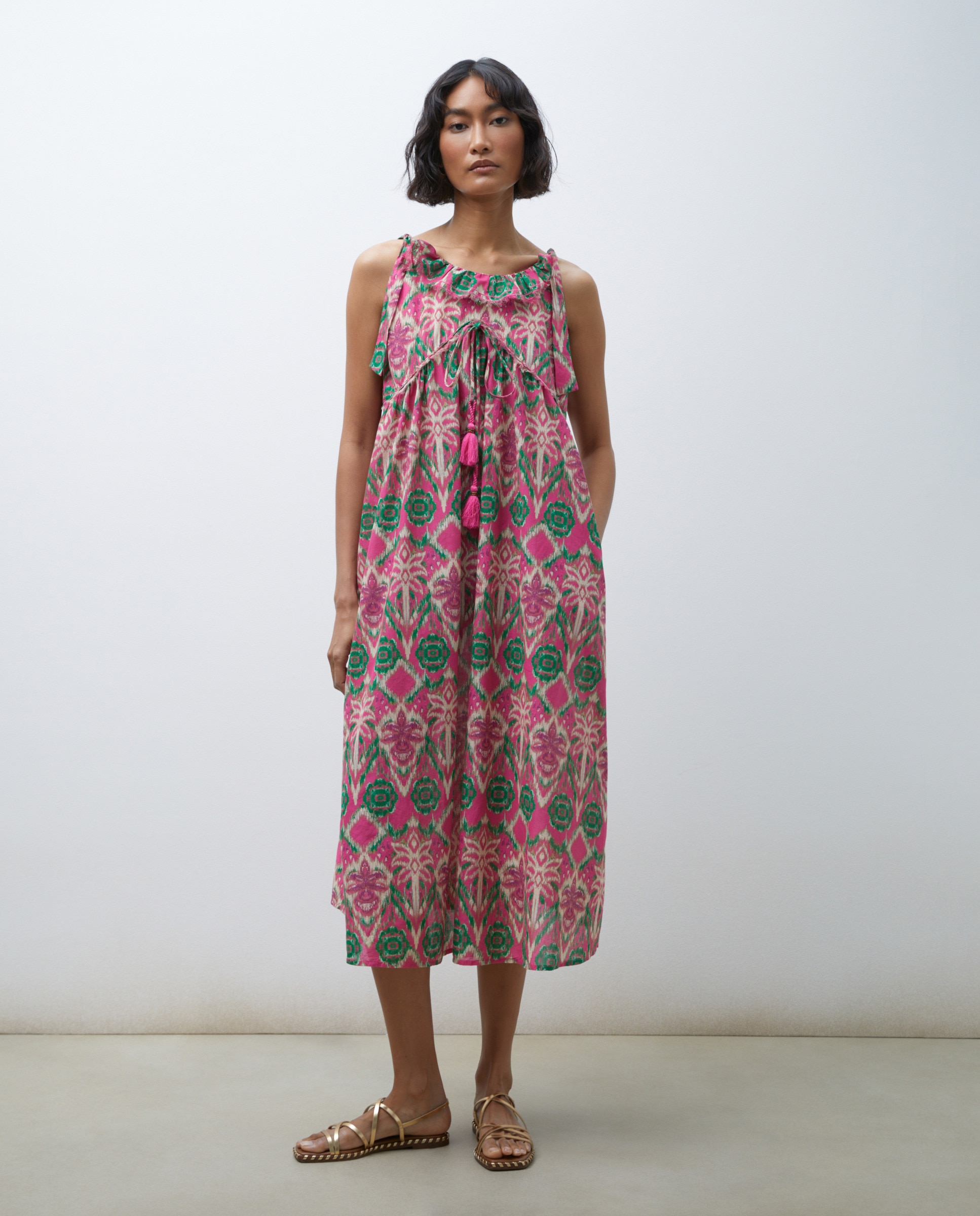 Vestido Comprido de Praia com Estampado Buganvília-2
