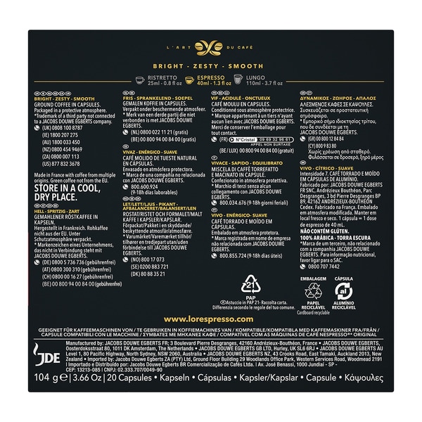 Kaffee Splendente Intensität 7 Karton 20 Kapseln kompatibel mit Nespresso-Maschinen