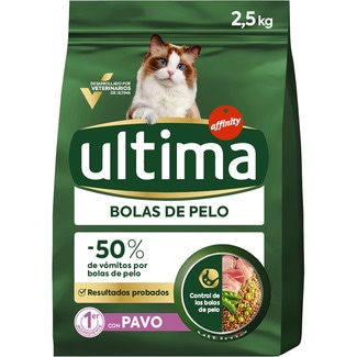 Bolas de Pelo pienso para gatos adultos con pavo bolsa 2,5 kg - Ultima