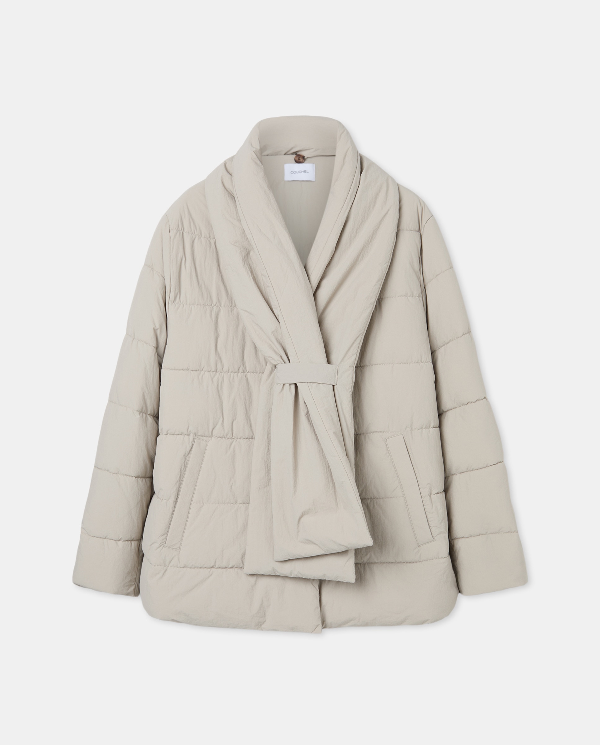 Parka Acolchoada com Cachecol Branco-gelo-1