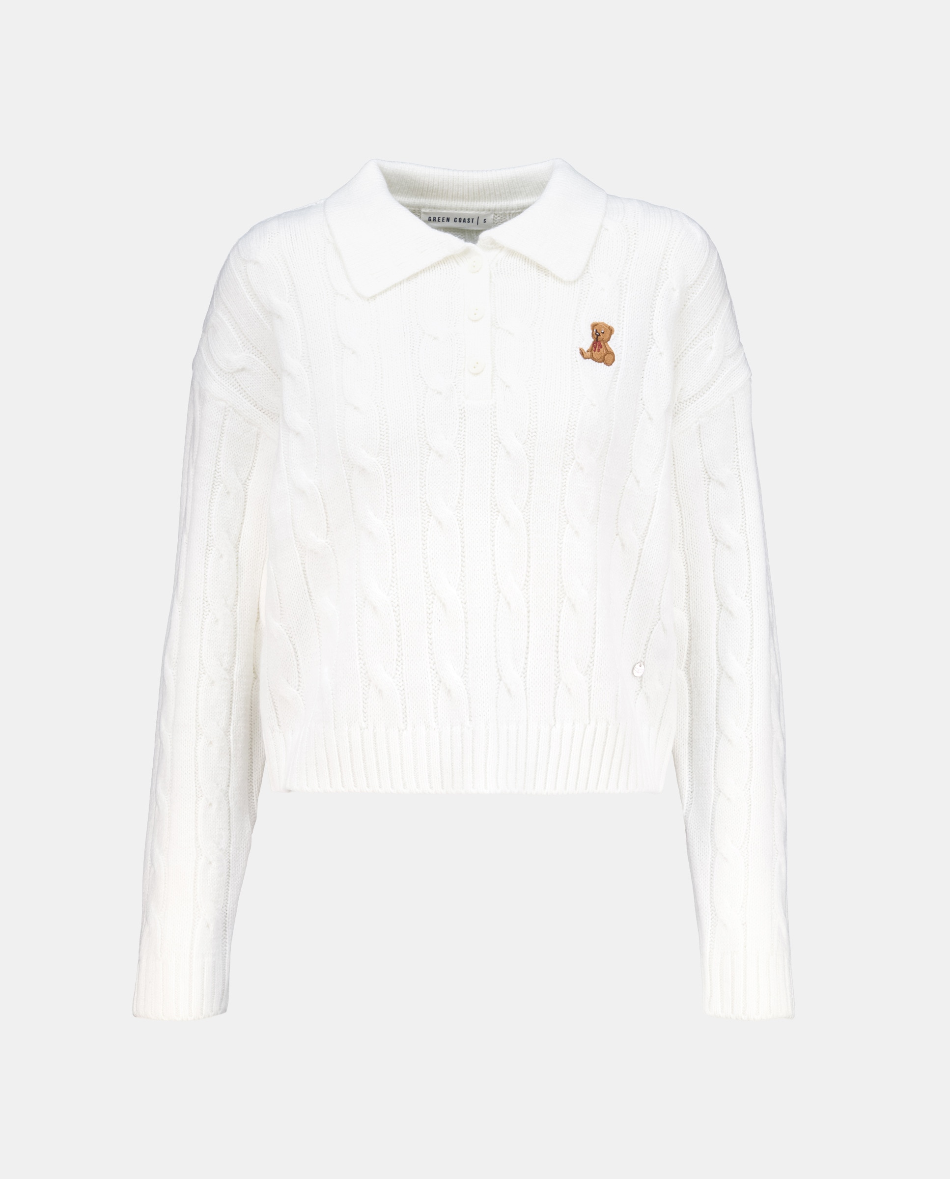 Camisola de Malha Tipo Polo com Tranças 120 Cru-4