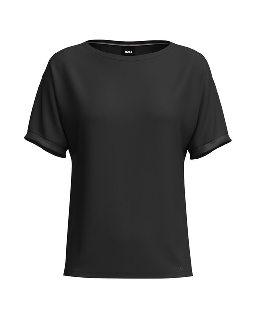 Imagem 0 de T-shirt de Manga Curta e Decote Redondo com Estampado de Logótipo com Efeito de Pérola - Preto