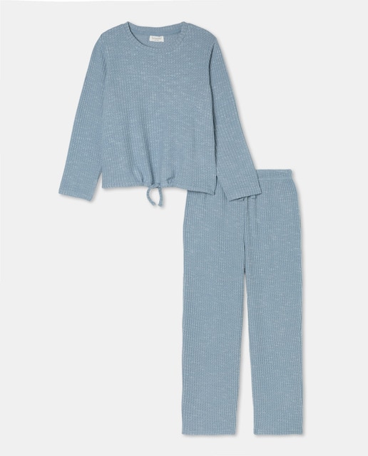 Imagem 0 de Pijama Comprido de Malha Recortada