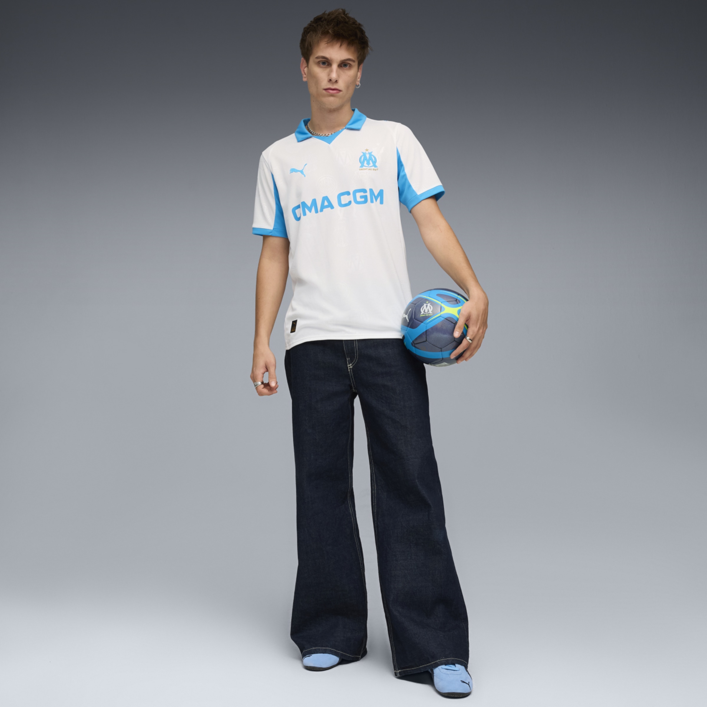 T-shirt de Futebol de Homem OM Home Jersey Réplica Branco-5