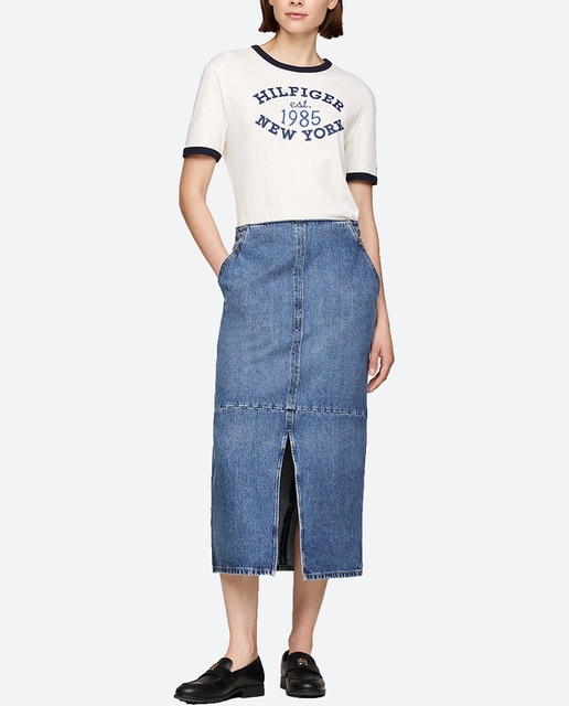 Imagen 0 de Falda vaquera midi con apertura