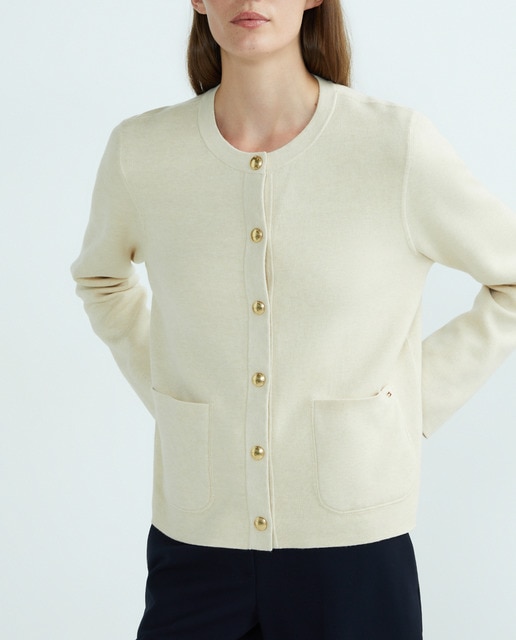 Imagen 0 de Chaqueta de punto de mujer con cierre de botones y manga larga