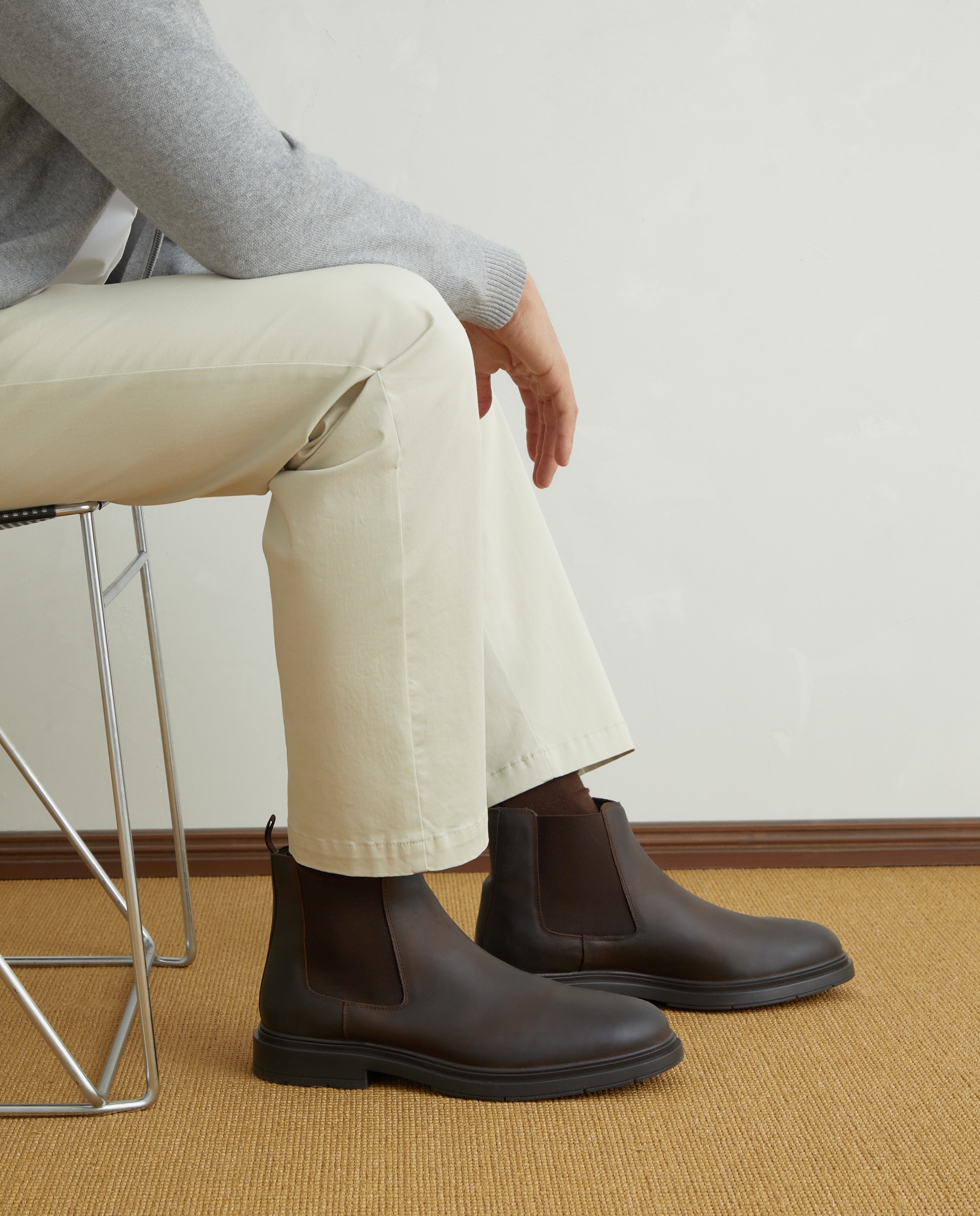 Botas Chelsea em Pele Castanho-6