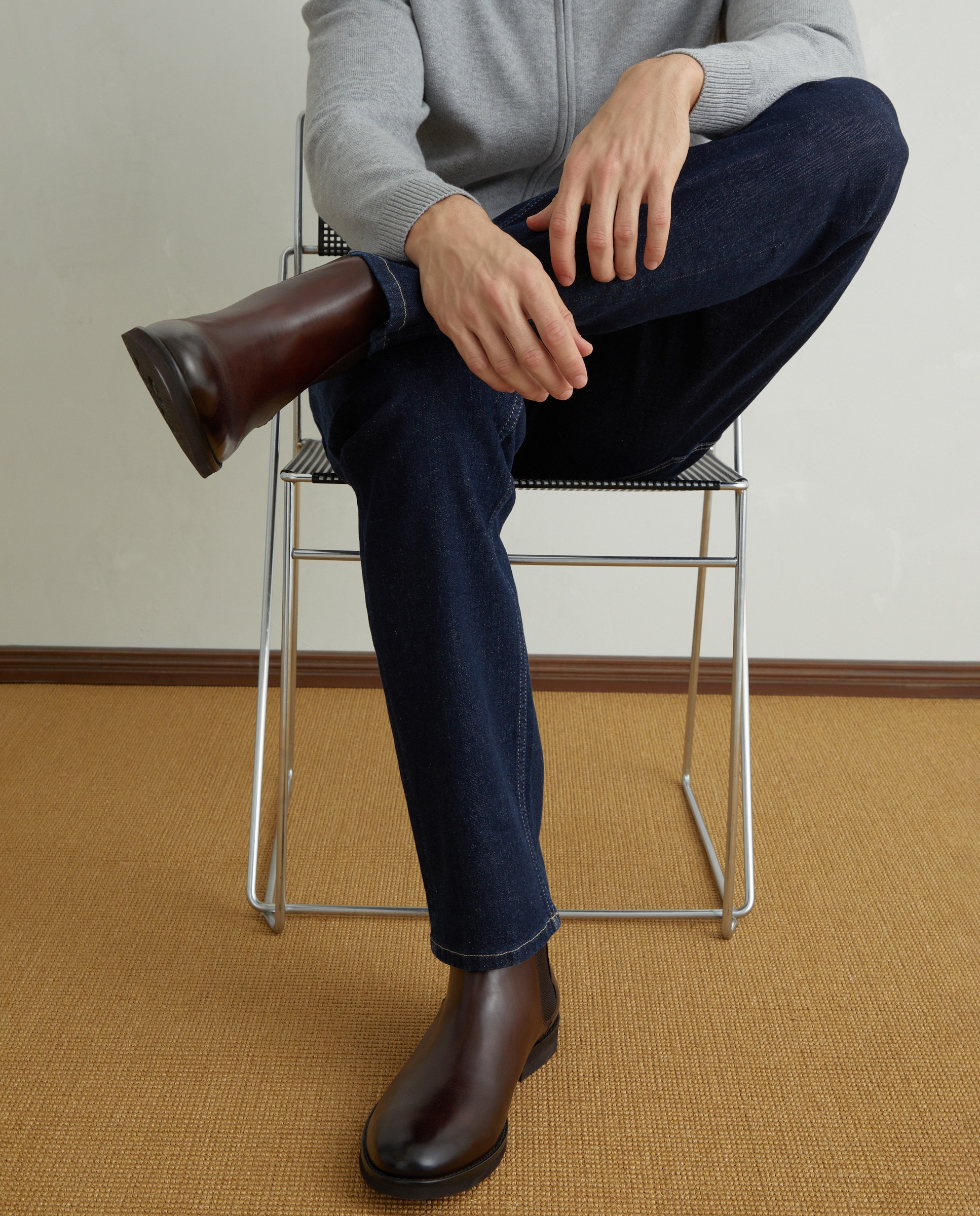 Botas Chelsea em Pele Crush Torrado-6