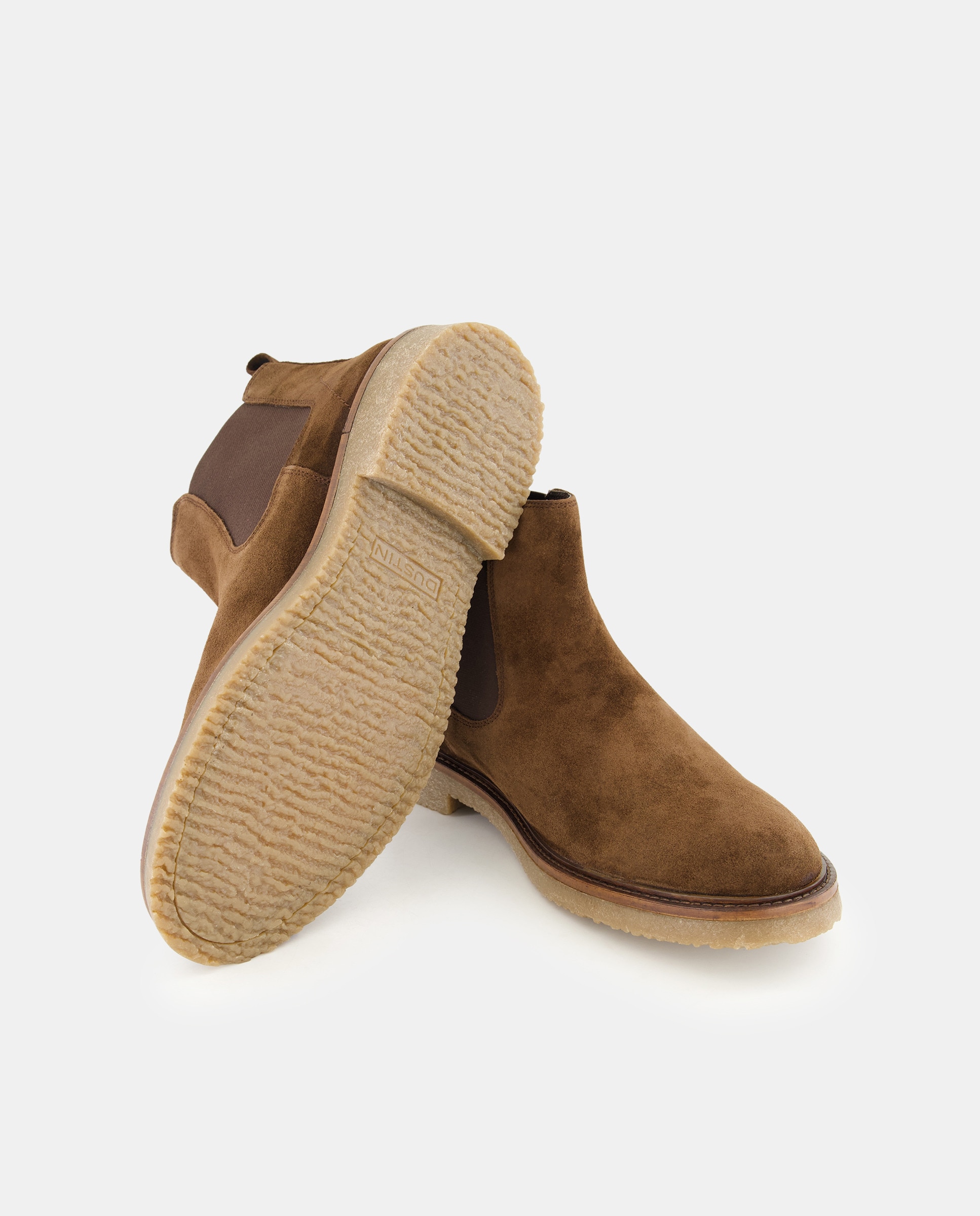Botins Chelsea em Croute com Sola em Crepe Sintético Castanho-2