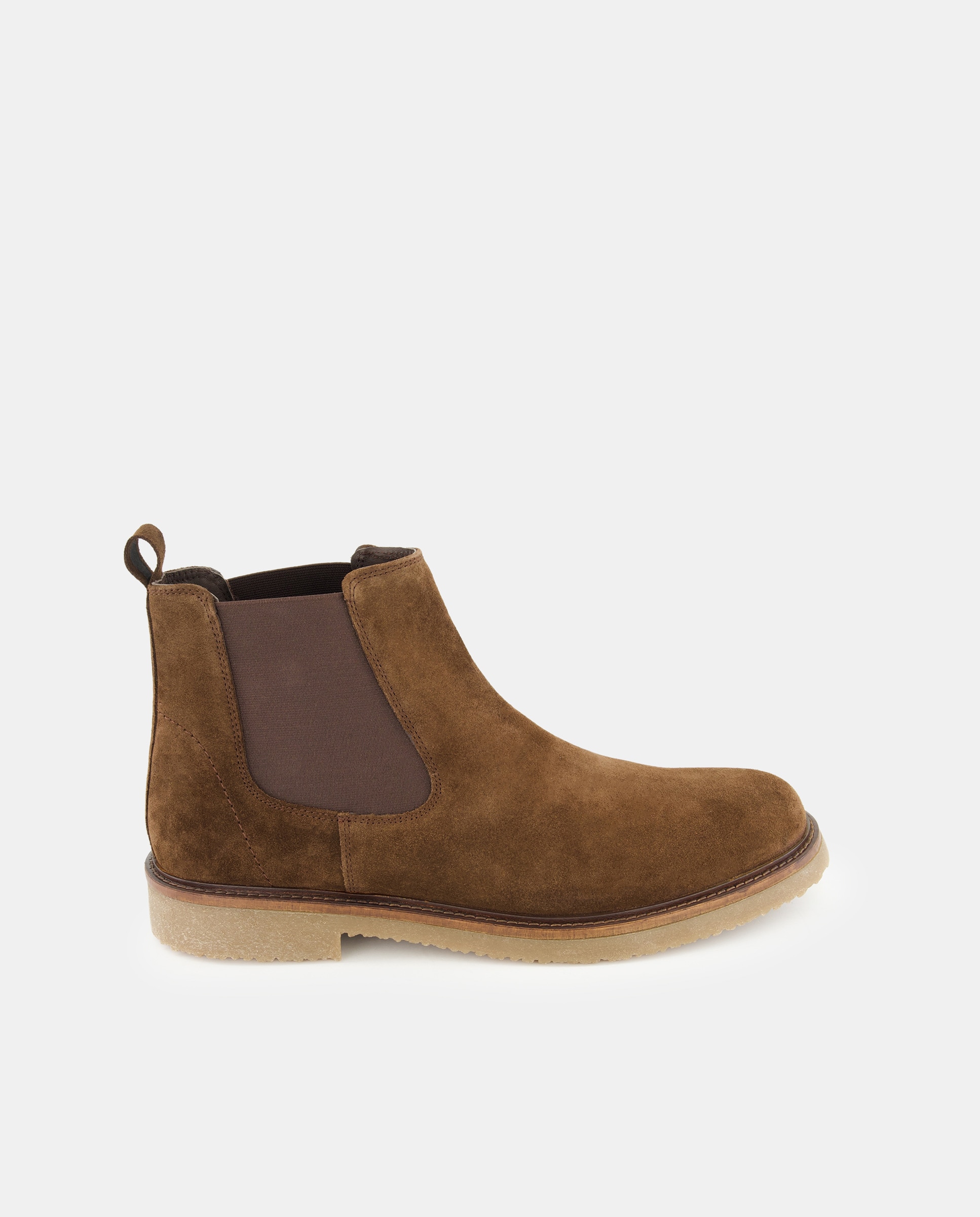Botins Chelsea em Croute com Sola em Crepe Sintético Castanho-1