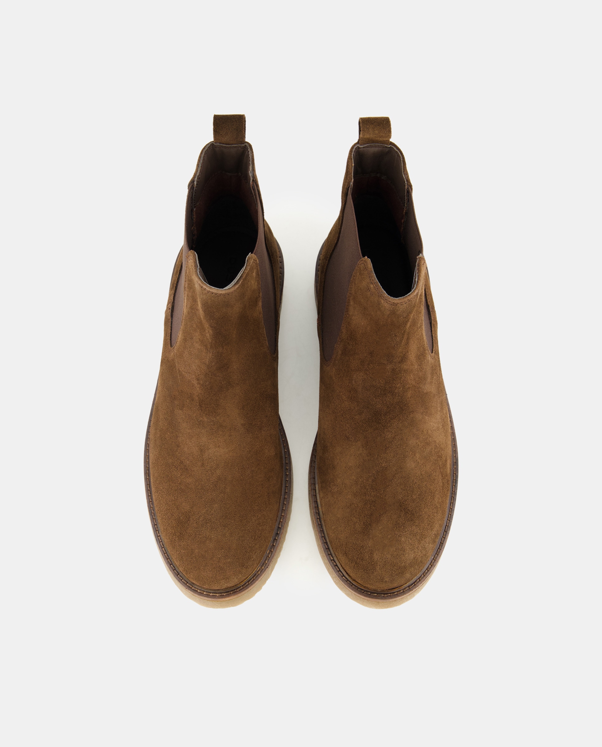 Botins Chelsea em Croute com Sola em Crepe Sintético Castanho-4