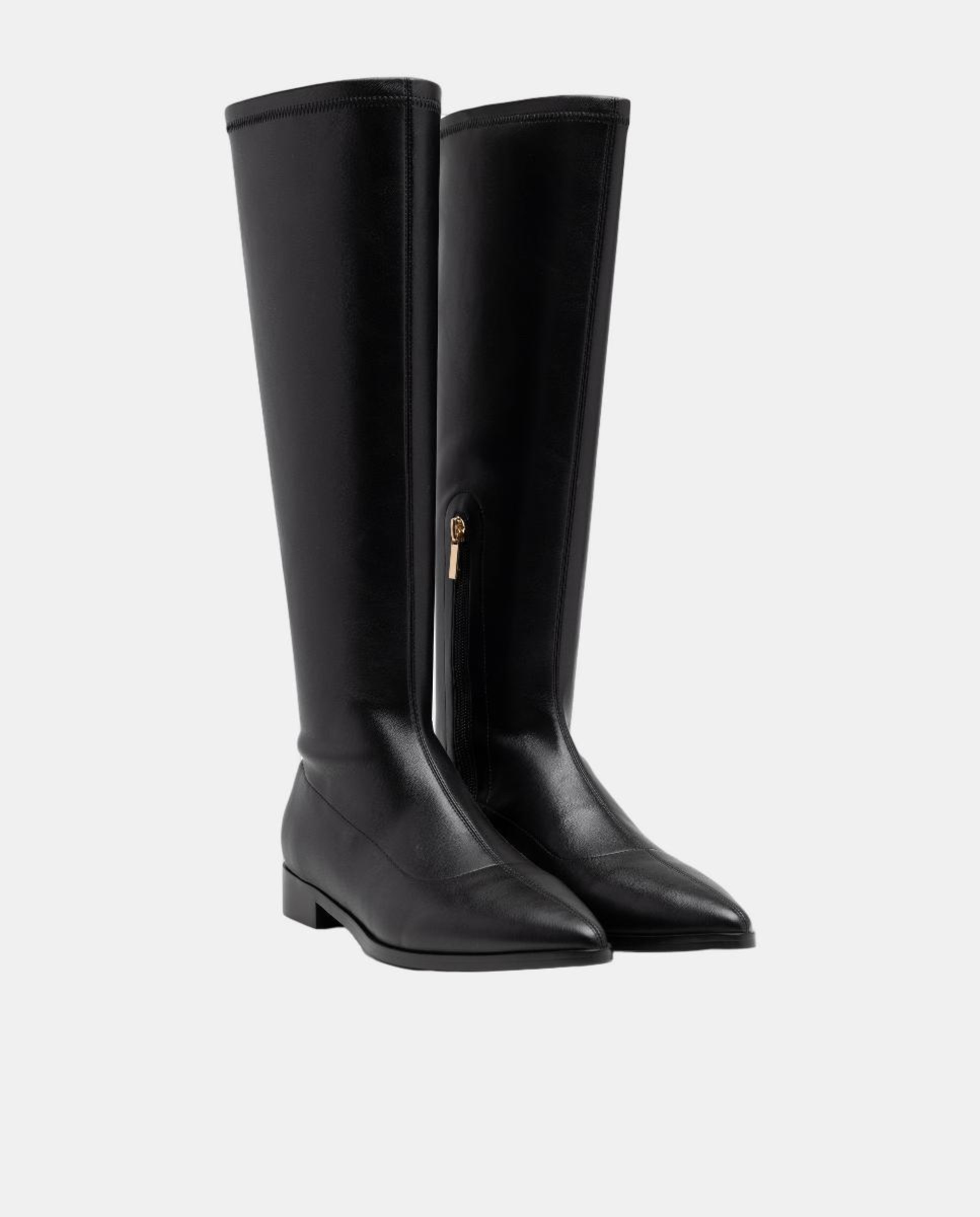 Botas Elásticas em PU com Cano Alto e Elástico Preto-2
