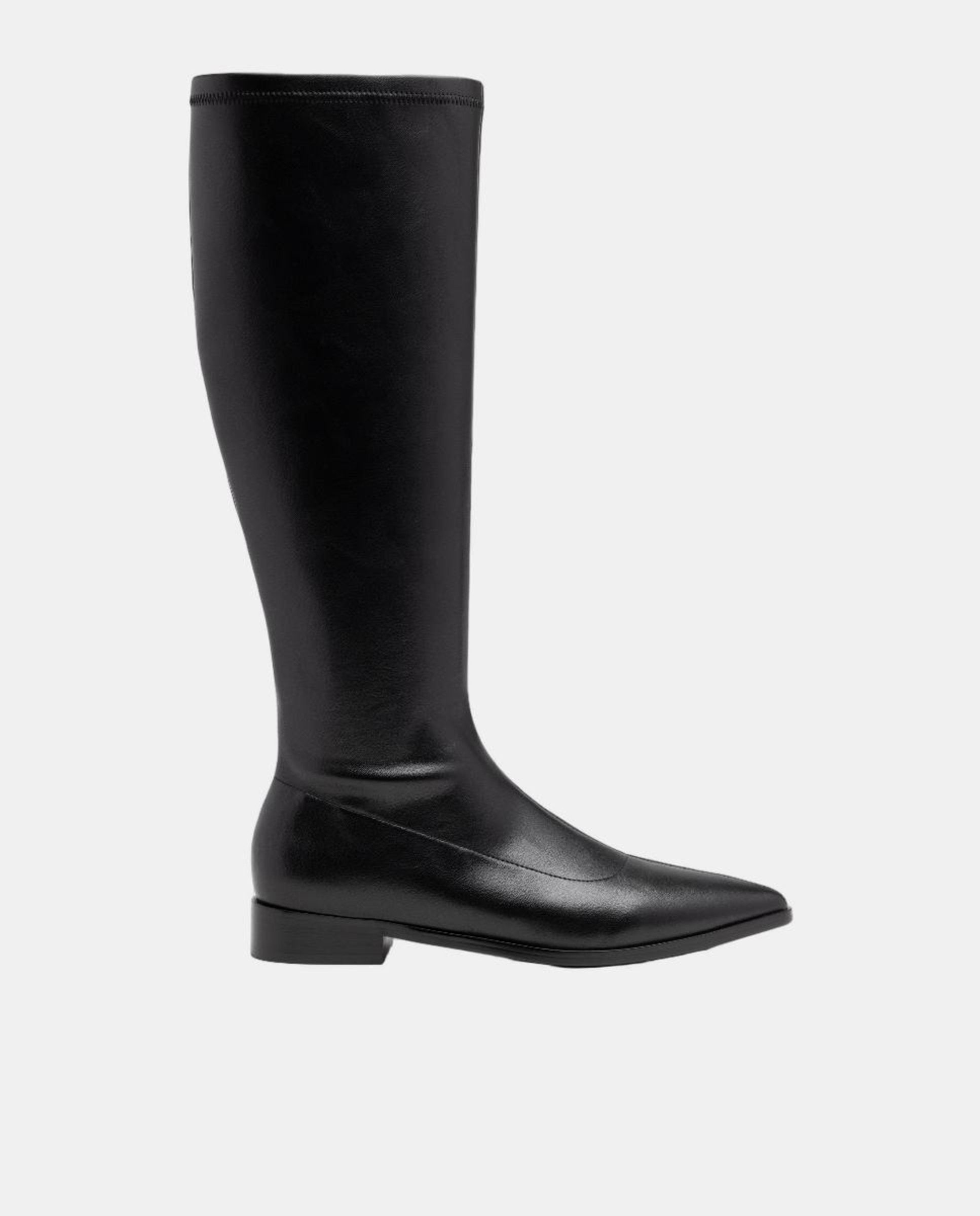 Botas Elásticas em PU com Cano Alto e Elástico Preto-1