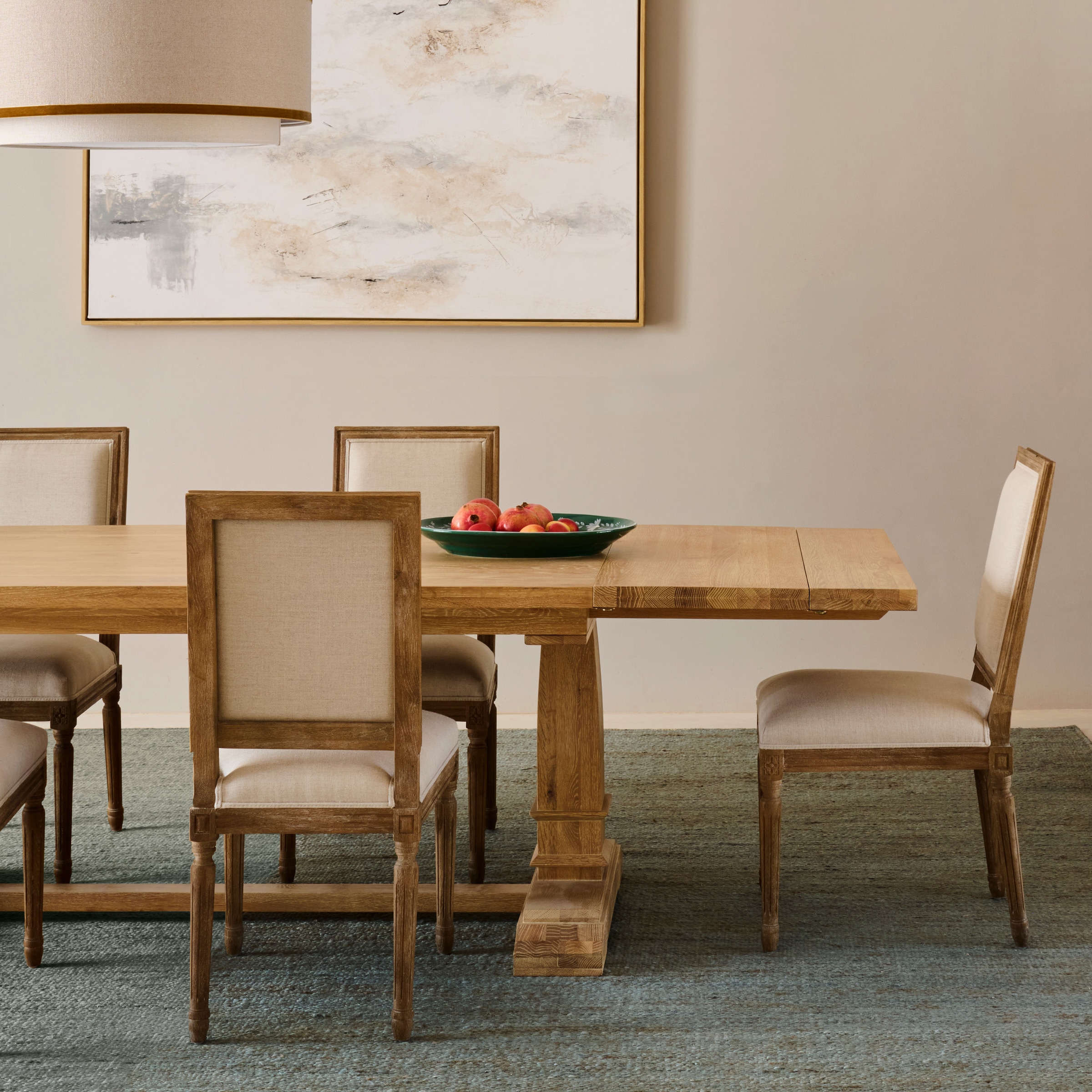 Mesa de Sala de Refeições Extensível de Carvalho Vintage Natural-1