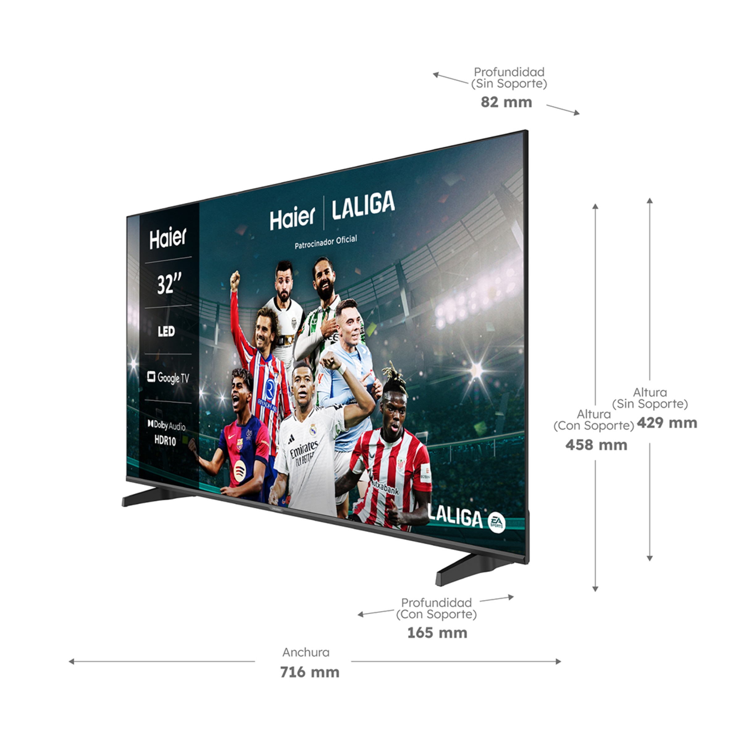 TV LED 80 cm (32") Haier H32K85FUX Full HD, Smart Google TV, HDR10, Dolby Audio Black-2