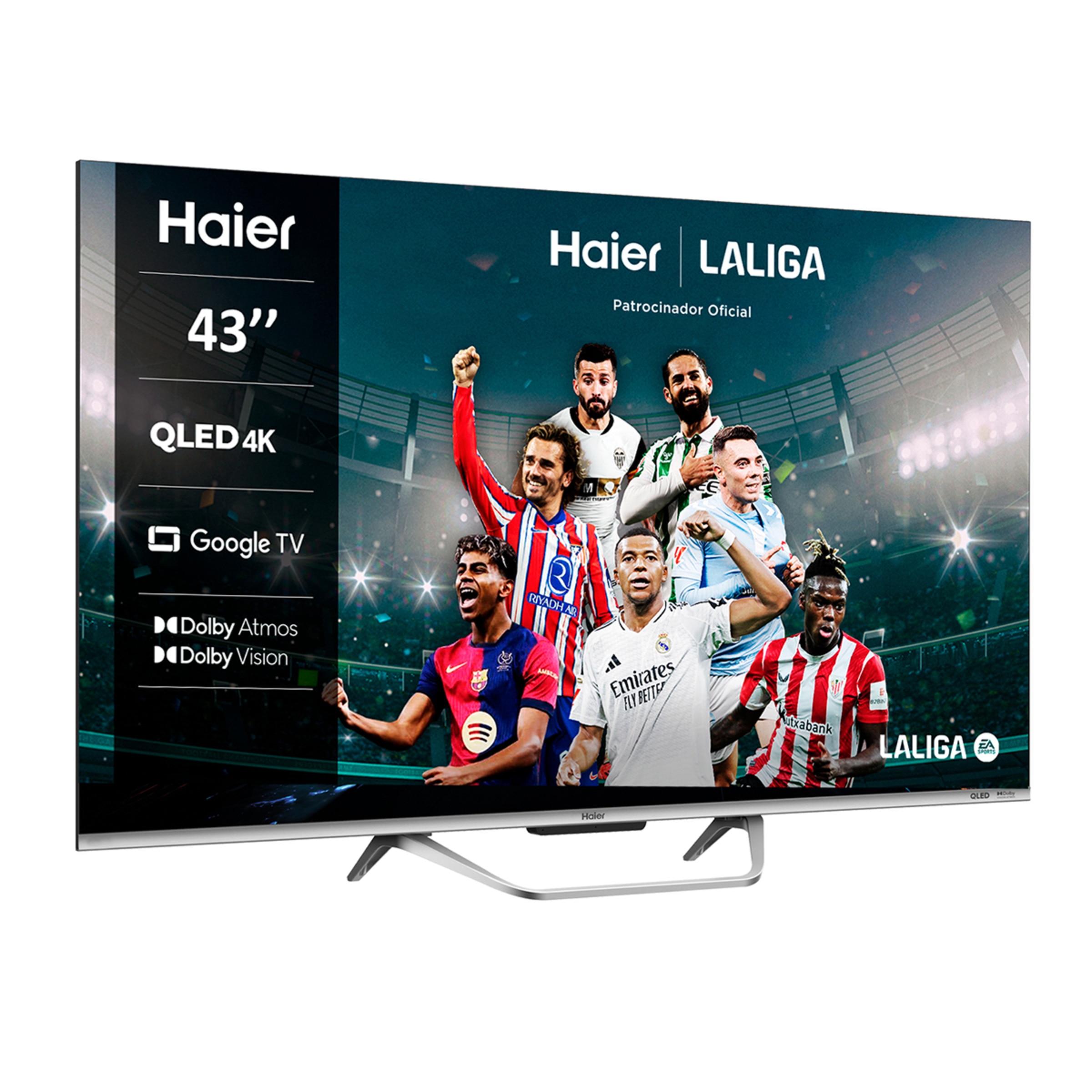 TV QLED 108 cm (43") Haier H43Q80FUX UHD 4K, Peana central, Smart Google TV, HDR10+, Dolby Atmos & Vision, Gaming 120Hz Plata-3
