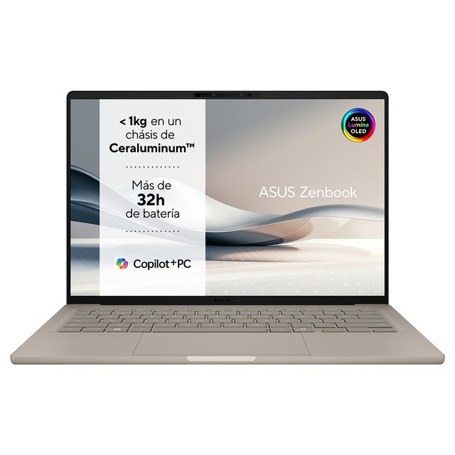 Imagen 0 de Portátil ASUS Zenbook A14 OLED UX3407QA-QD411W, Qualcomm Snapdragon X (X1-26-100), 32GB, 1TB SSD, 14", W11