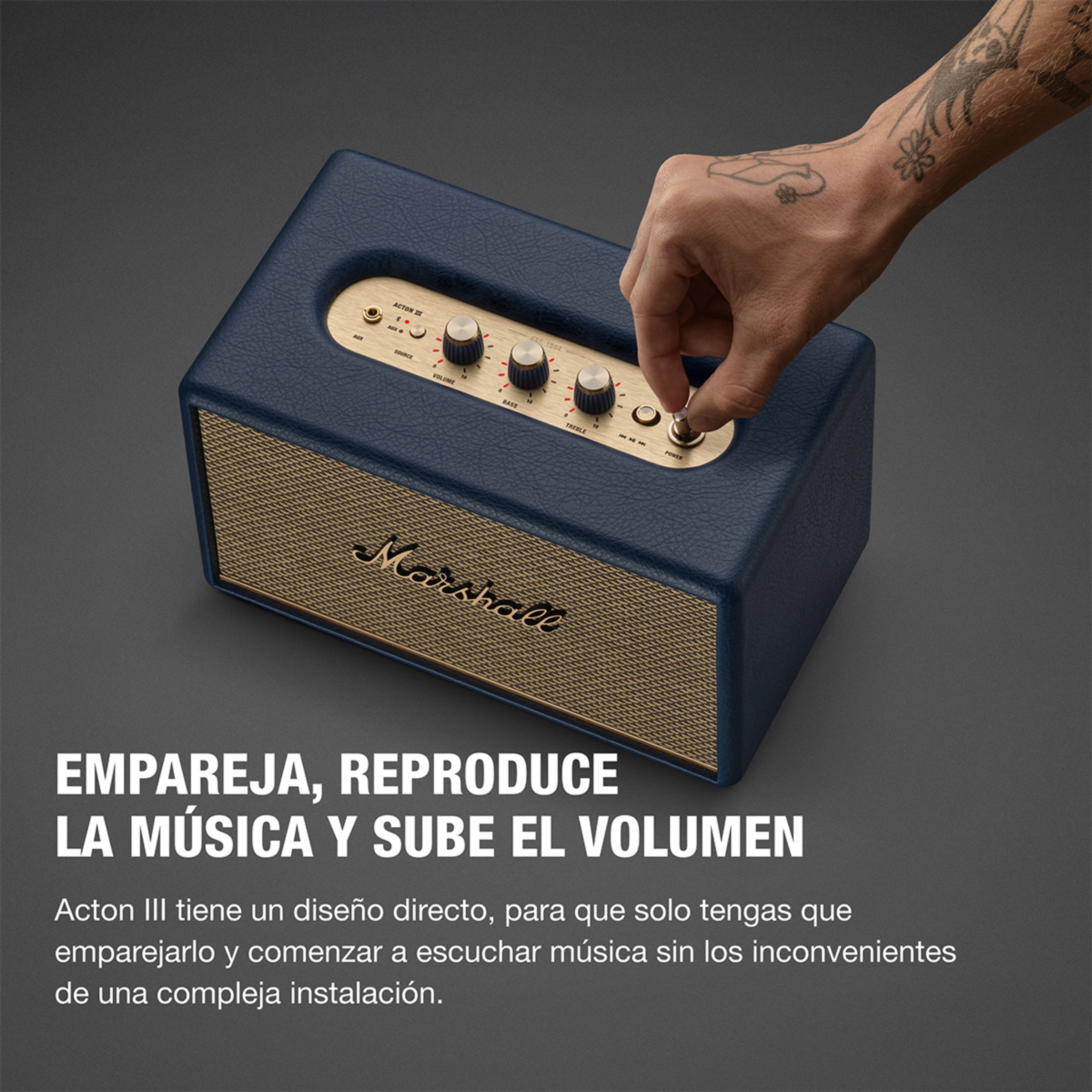 Coluna Portátil Marshall Acton III Bluetooth Azul Meia-Noite-3