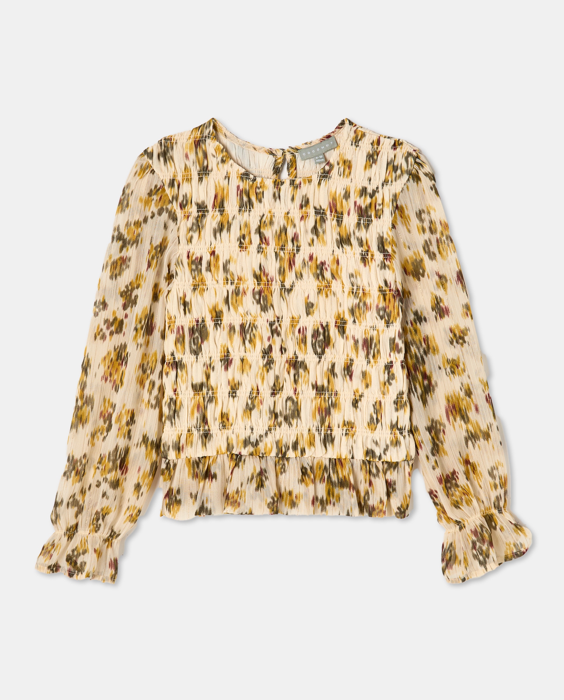 Blusa de Chiffon com Manga Comprida e Elásticos Verde-4